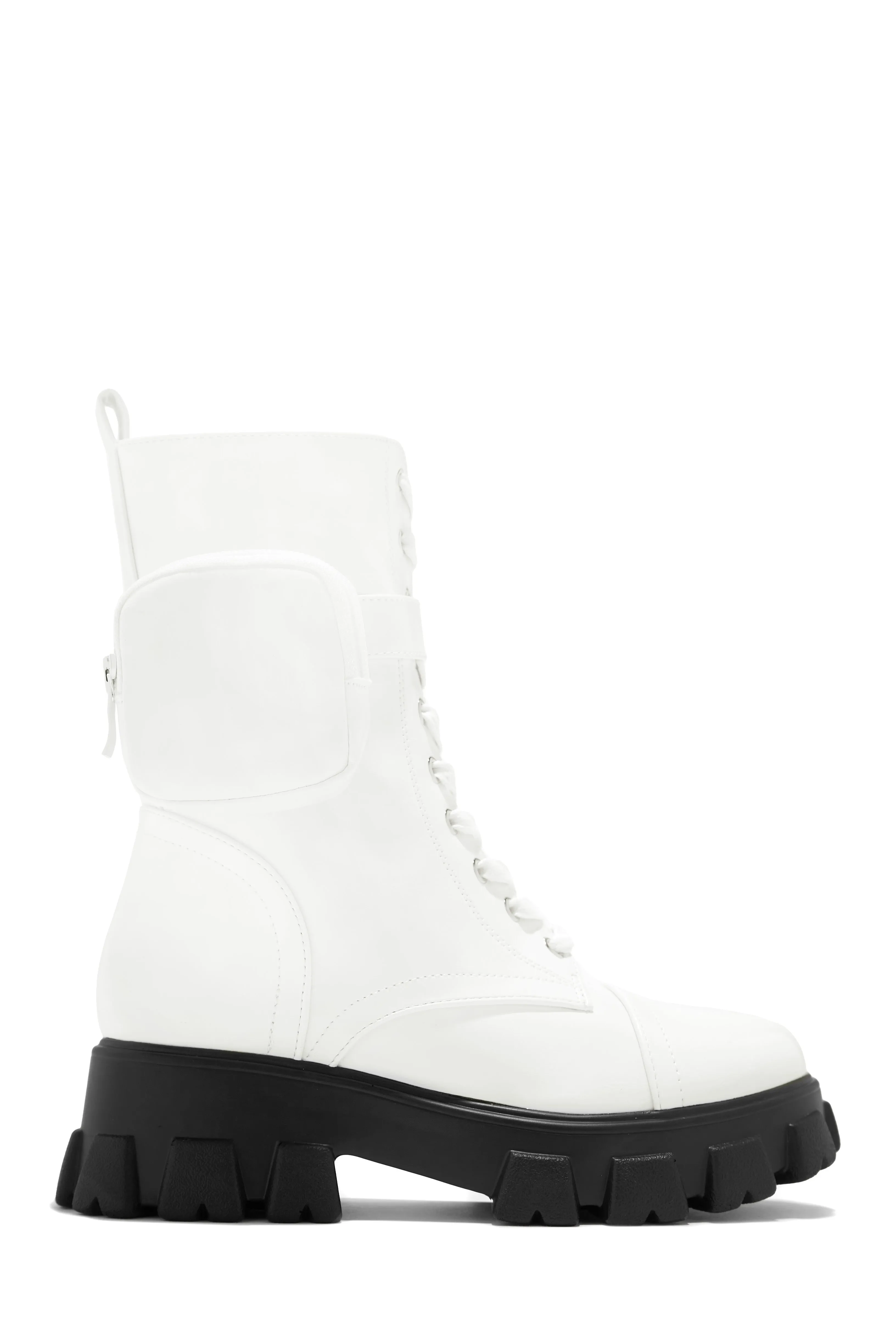 Arctic Chic Flat Combat Boots - White sold by Miss Lola product image thumbnail 4