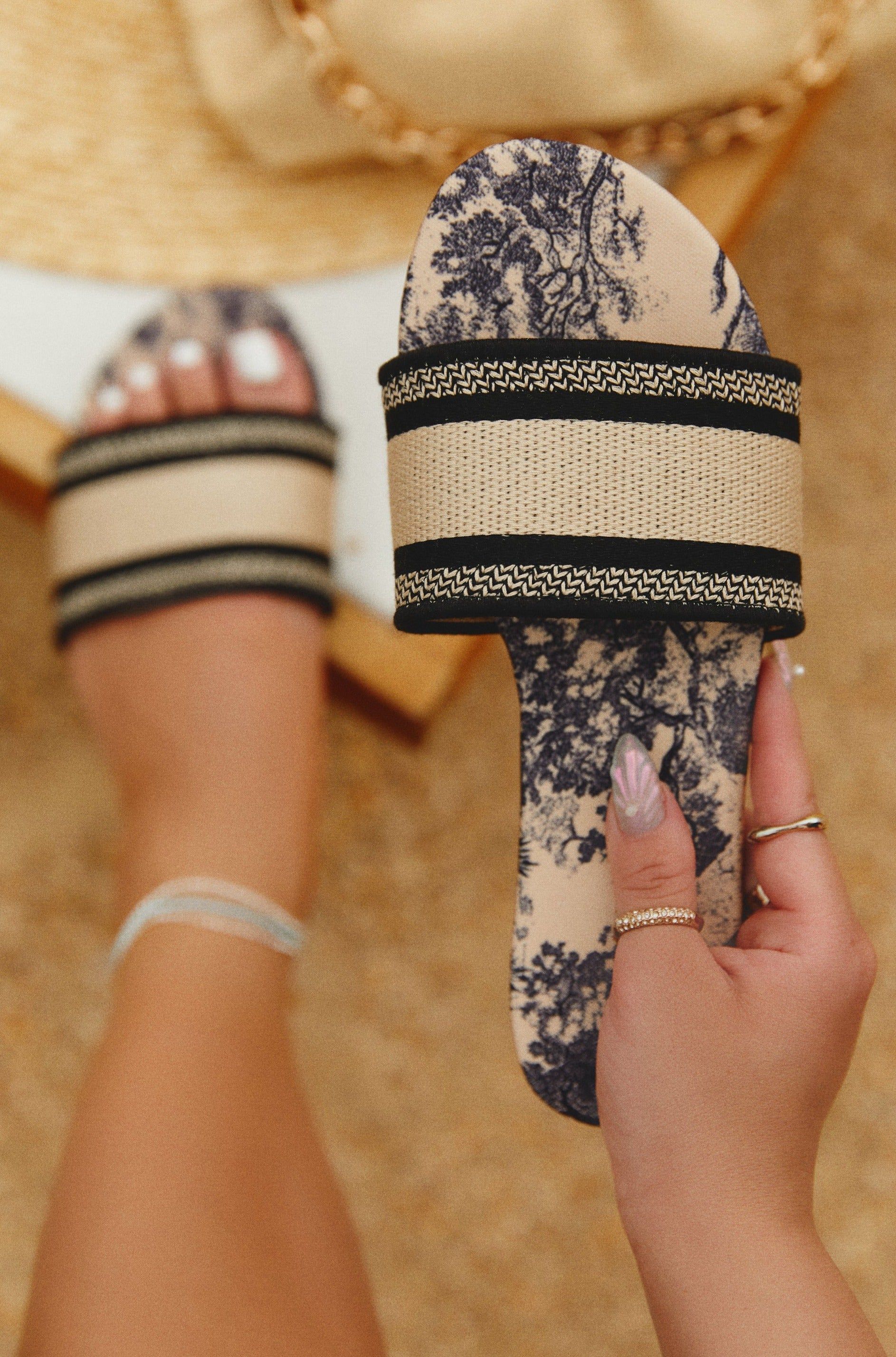 Island Oasis Slip On Sandals - Black sold by Miss Lola