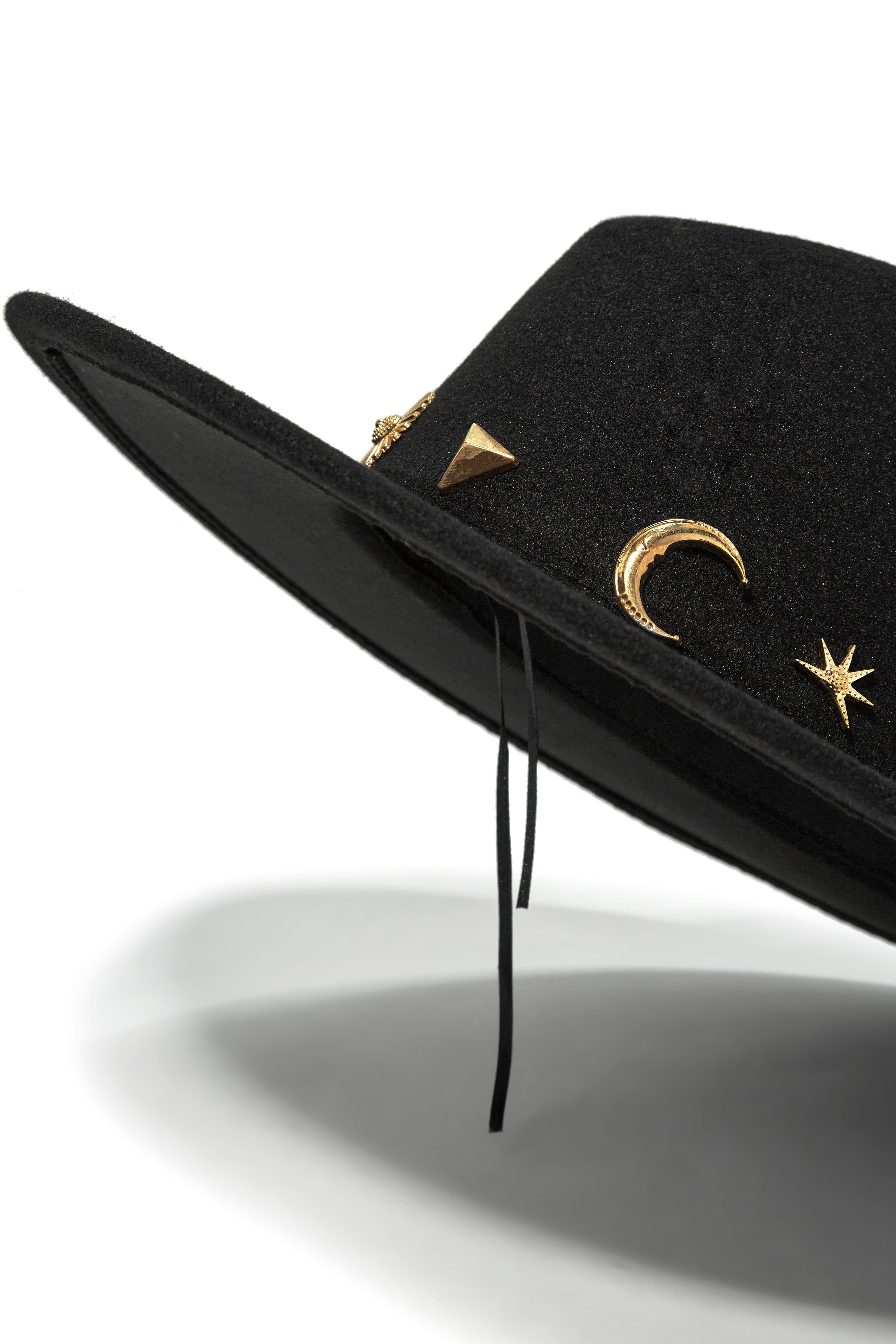 Under the Moon Pendant Flat Brim Hat - Black sold by Miss Lola product image thumbnail 2