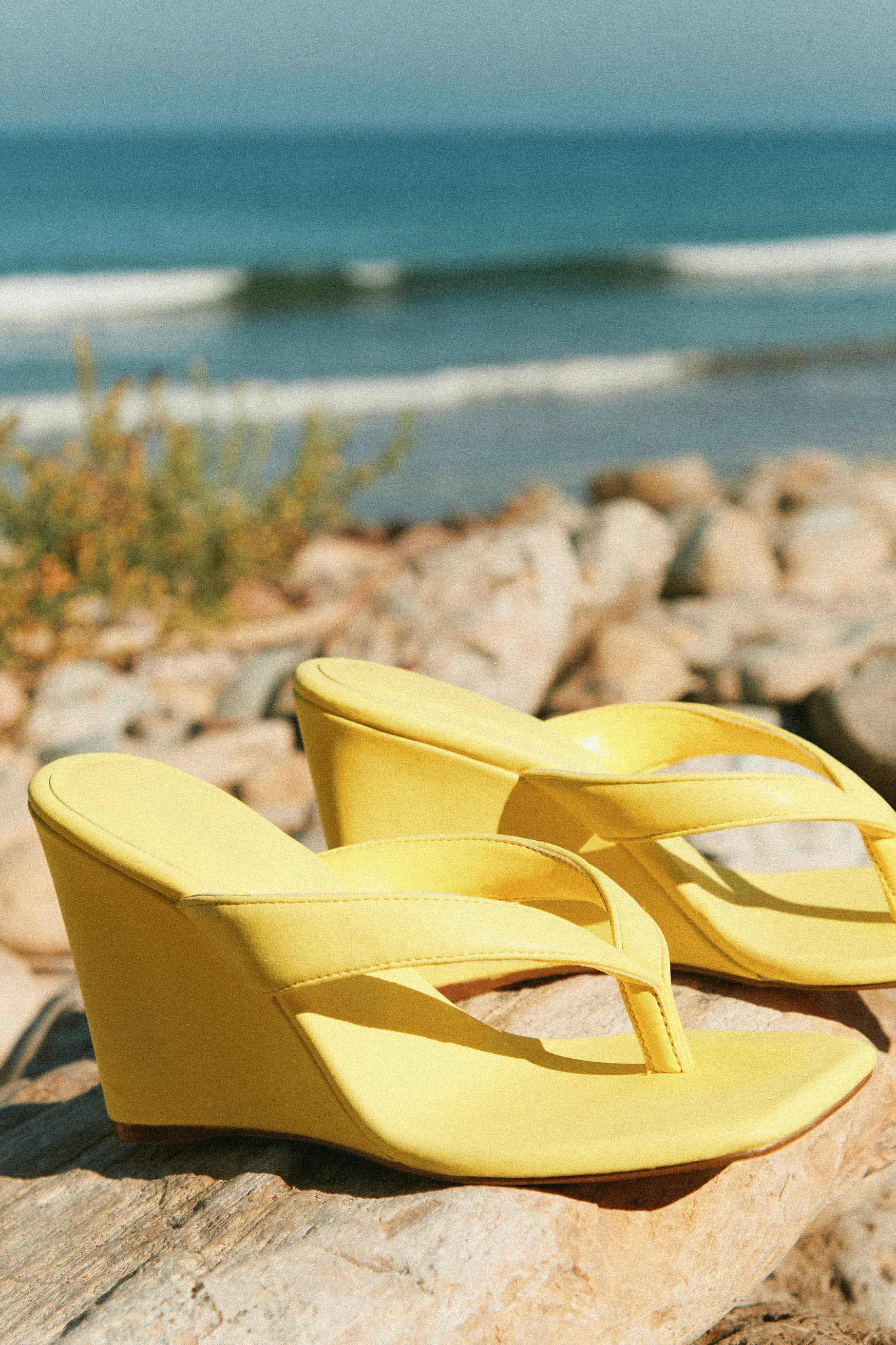 Alena Wedge Heel Mules - Yellow sold by Miss Lola