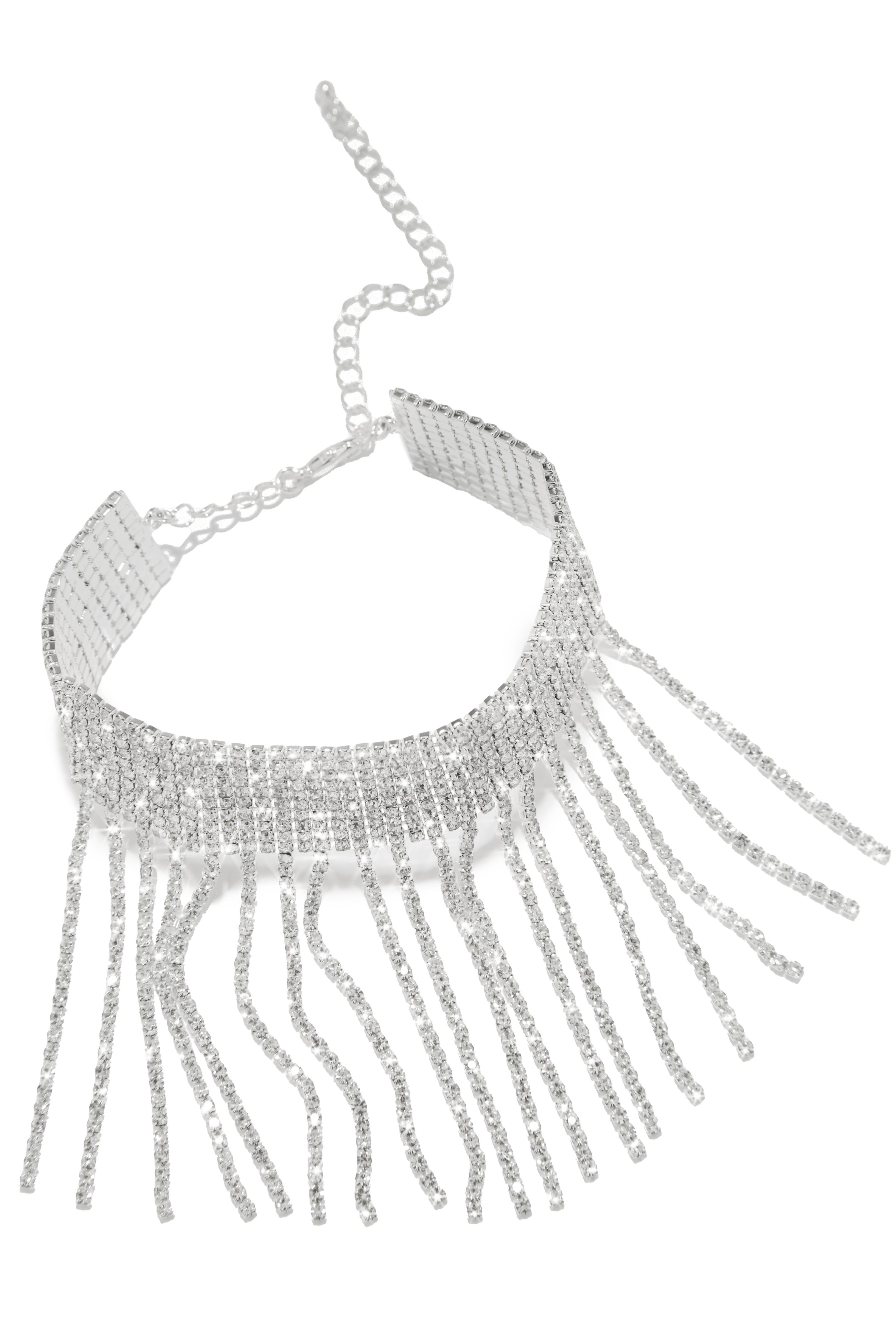 Fayrah Fringe Embellished Anklet - Silver sold by Miss Lola product image thumbnail 2