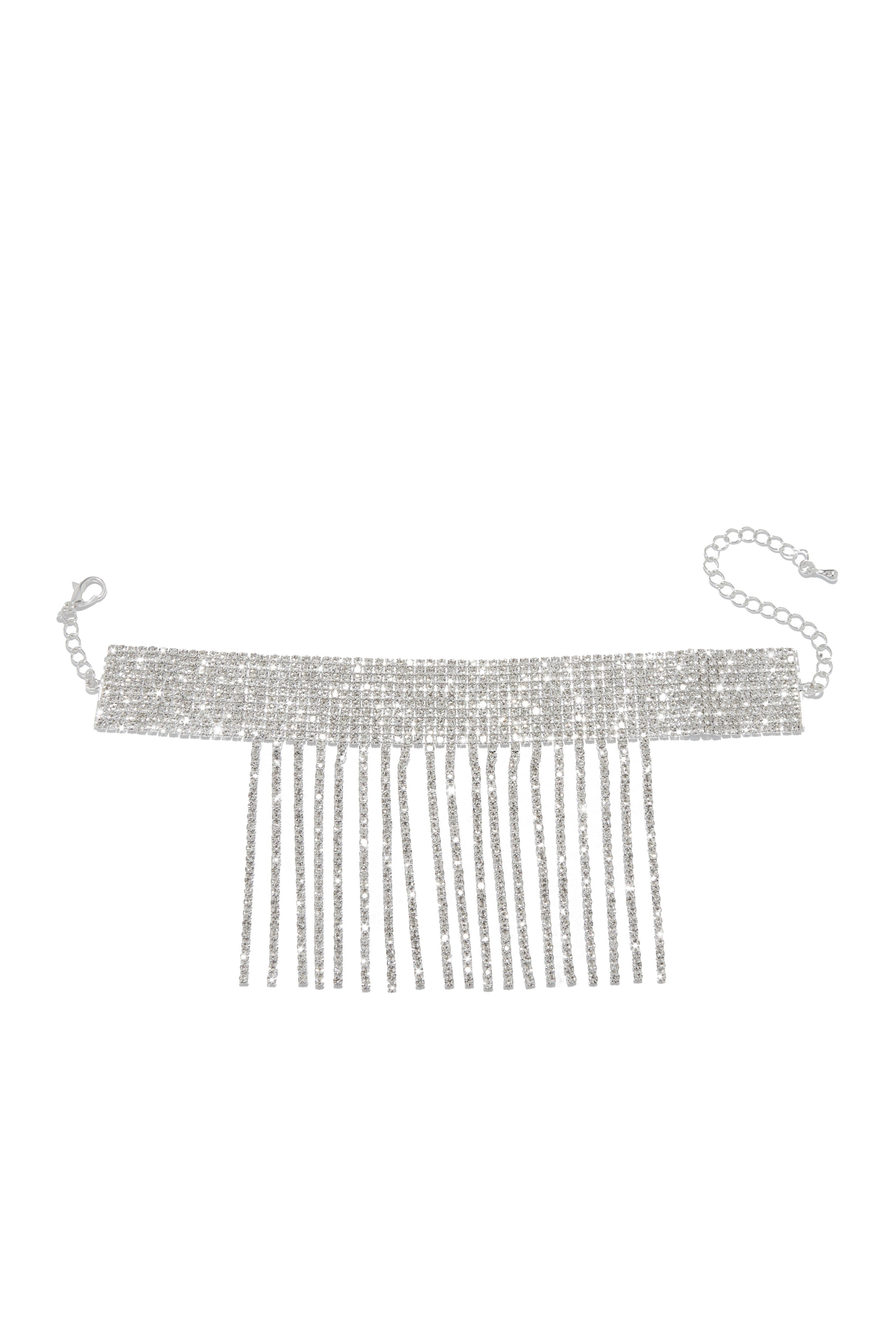 Fayrah Fringe Embellished Anklet - Silver sold by Miss Lola