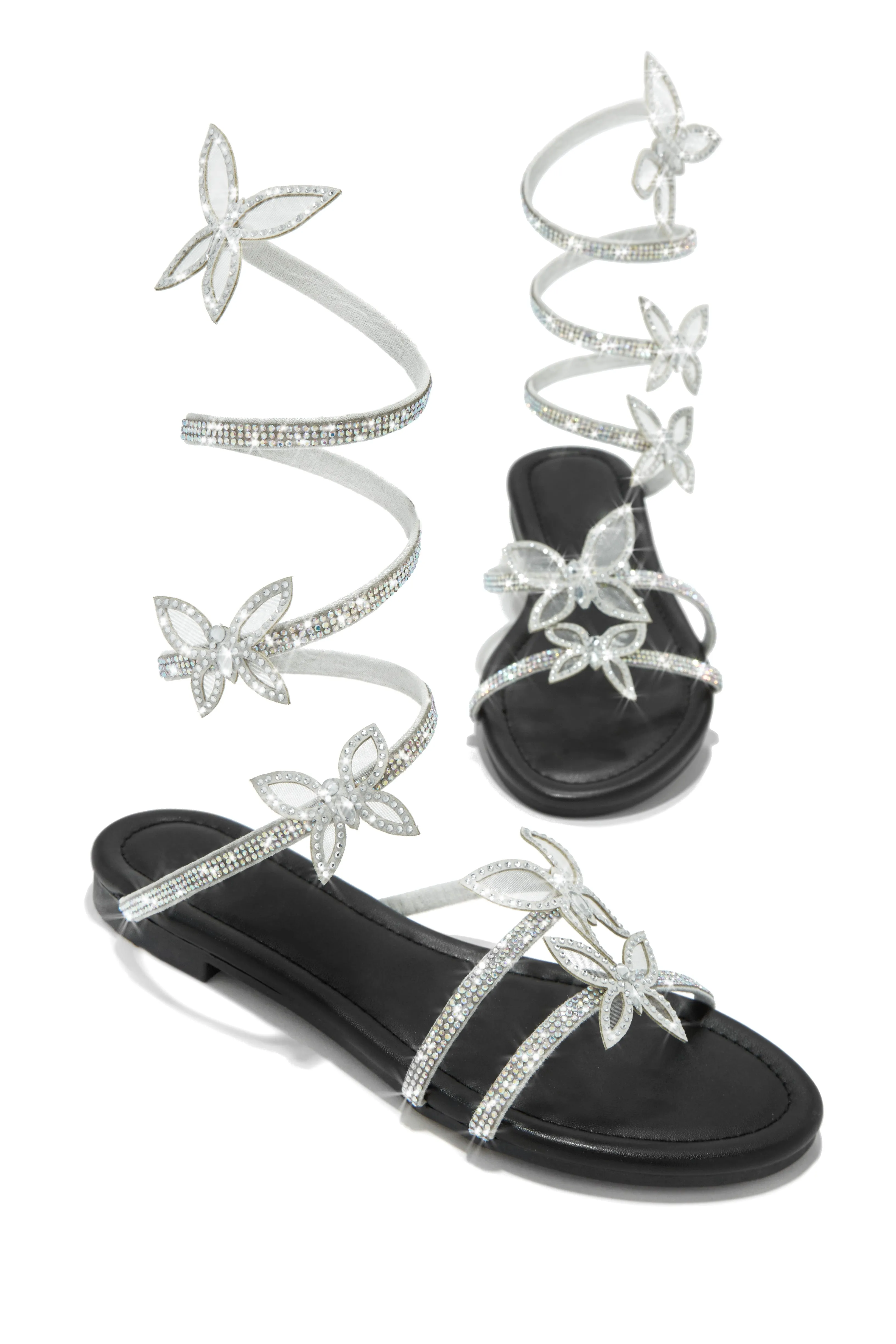 Fantasy Embellished Around The Ankle Coil Sandals - Black sold by Miss Lola product image thumbnail 3
