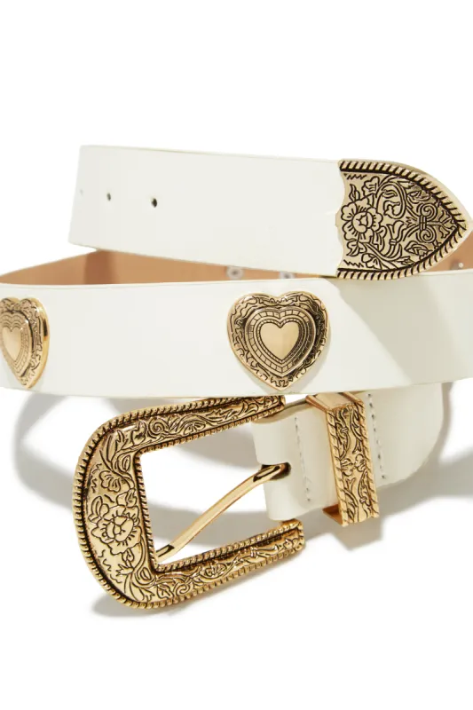 Ride Or Die Heart Studded Belt - Ivory sold by Miss Lola