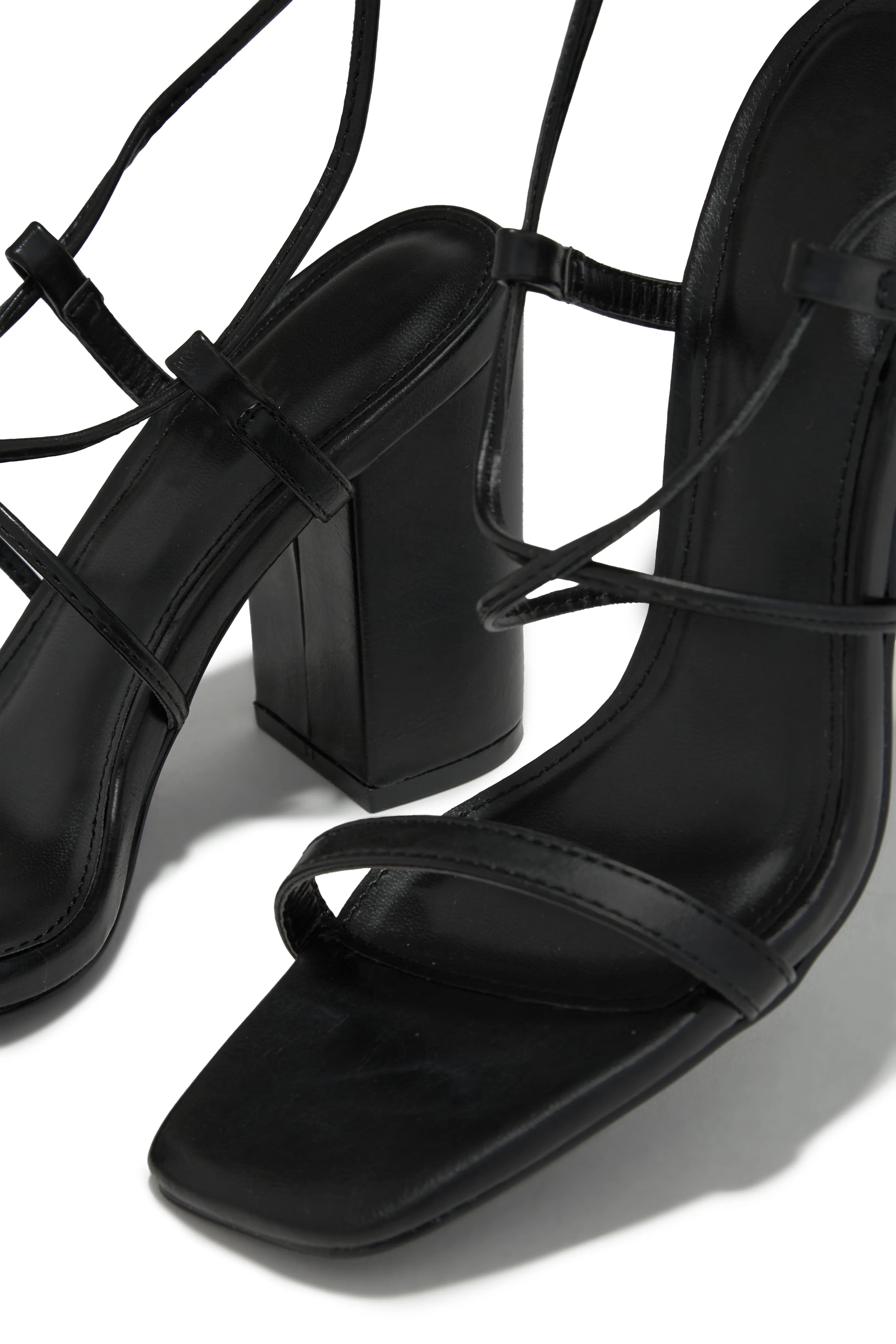 Aria Lace Up Block Heels - Black sold by Miss Lola product image thumbnail 2