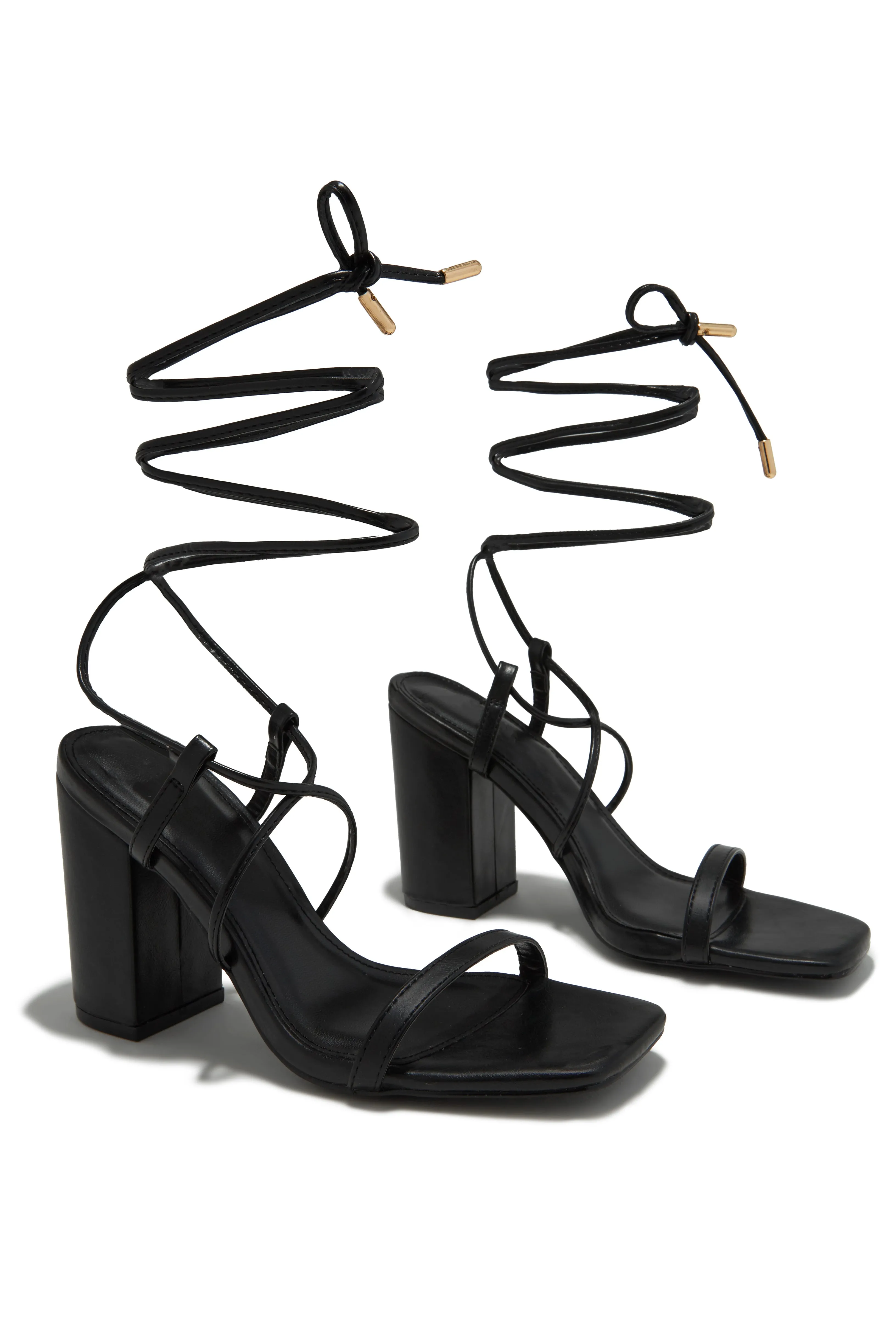 Aria Lace Up Block Heels - Black sold by Miss Lola product image thumbnail 4