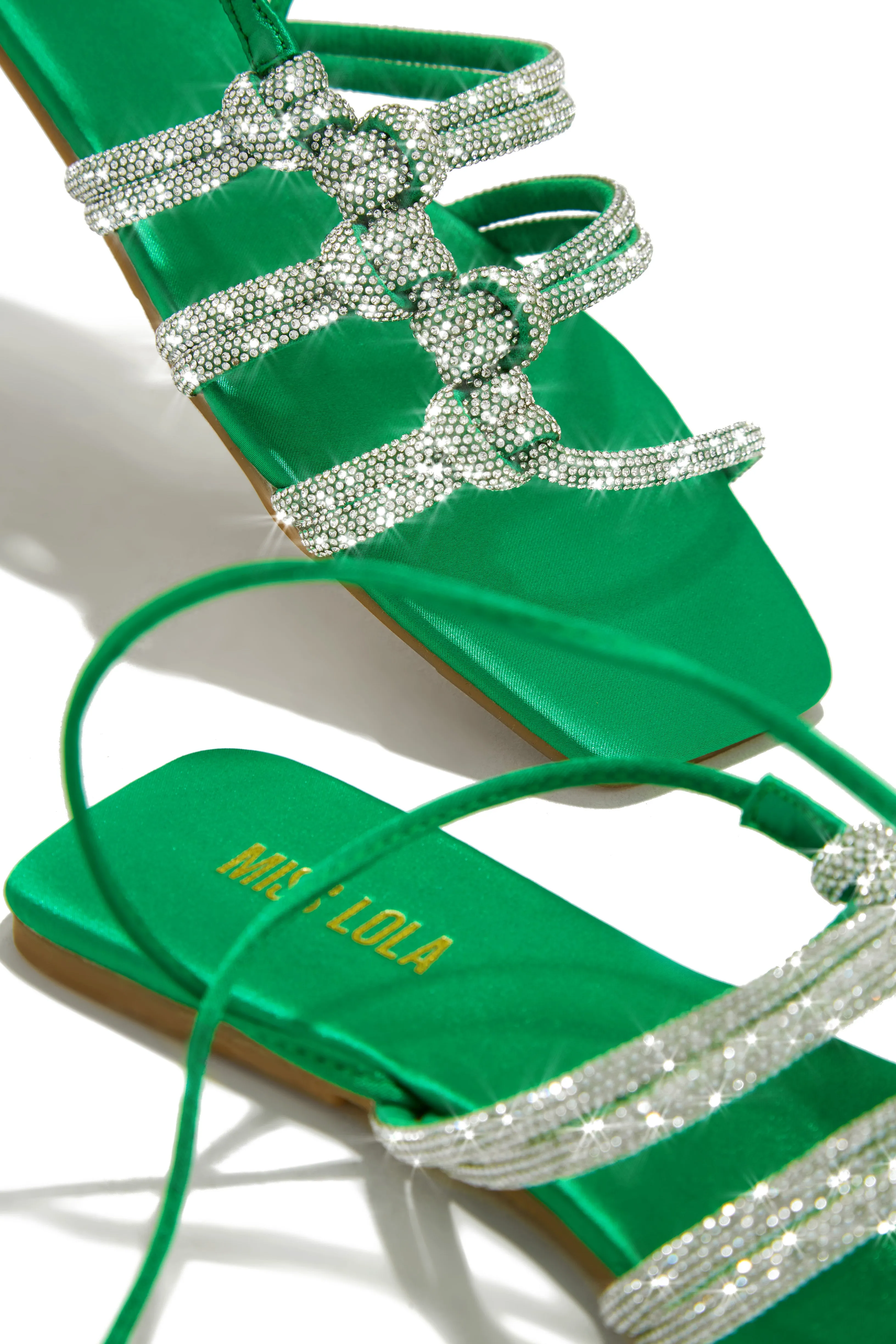Ibiza Nights Embellished Lace Up Sandals - Green sold by Miss Lola product image thumbnail 3