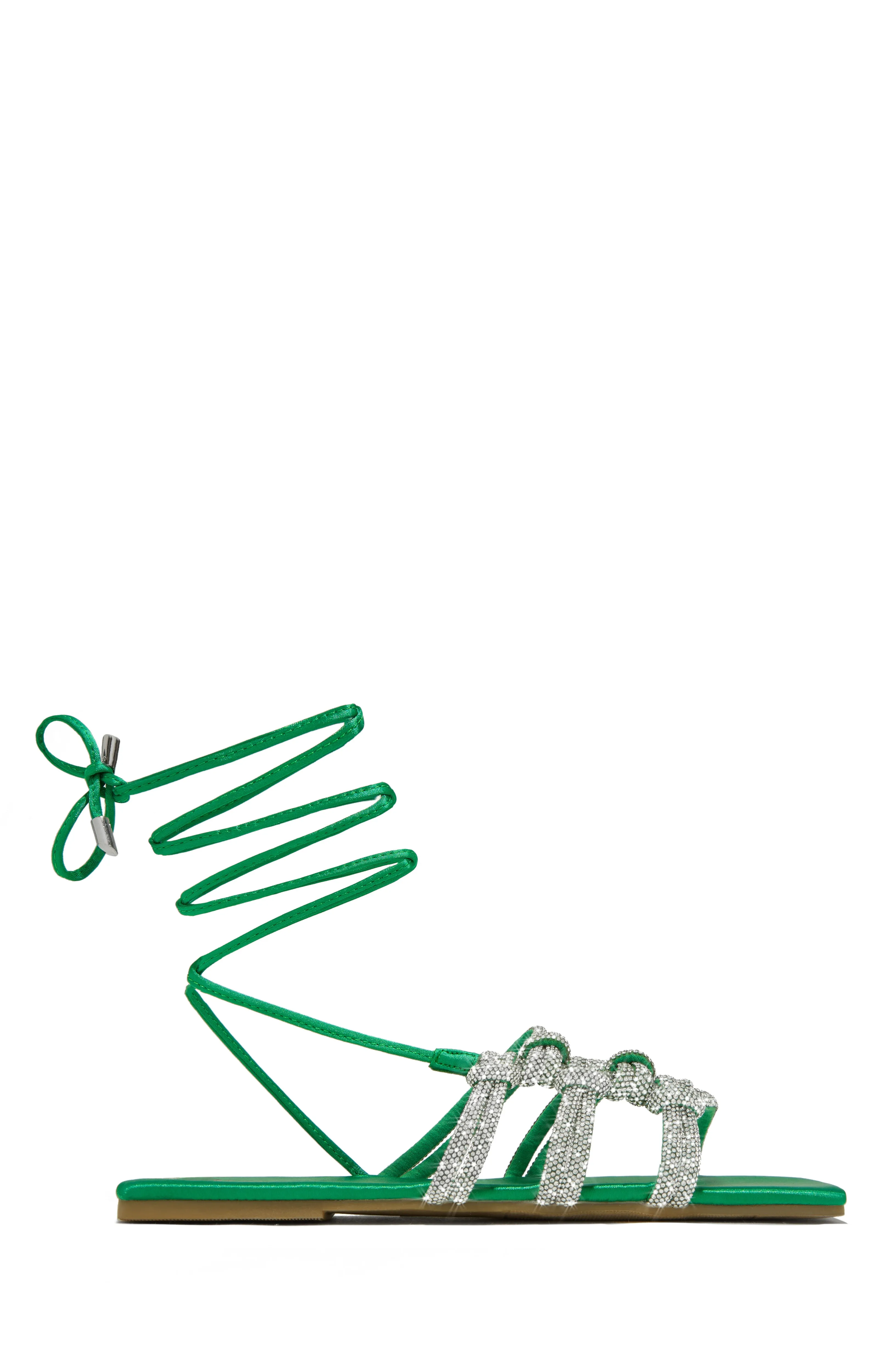 Ibiza Nights Embellished Lace Up Sandals - Green sold by Miss Lola product image thumbnail 5