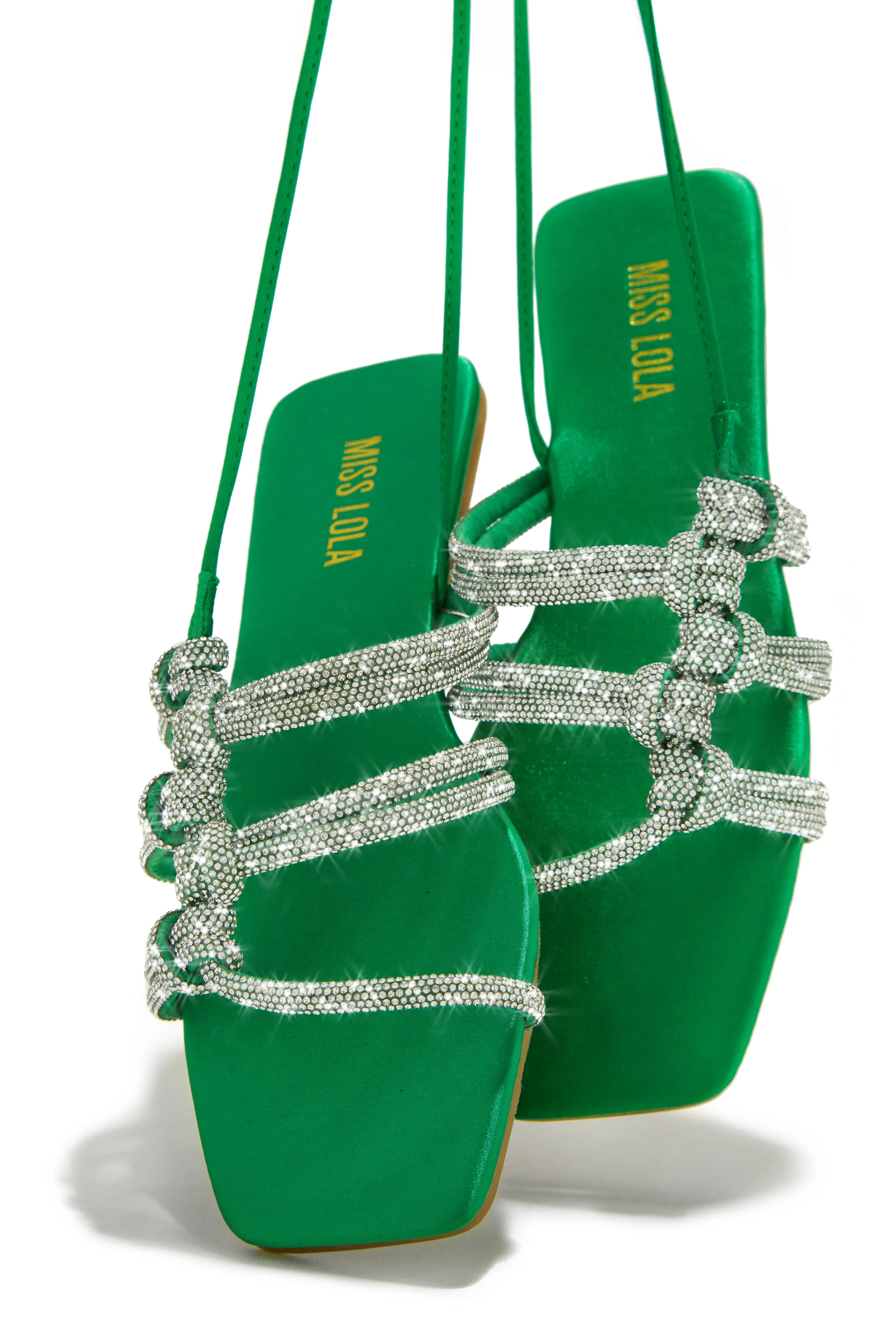 Ibiza Nights Embellished Lace Up Sandals - Green sold by Miss Lola product image thumbnail 2