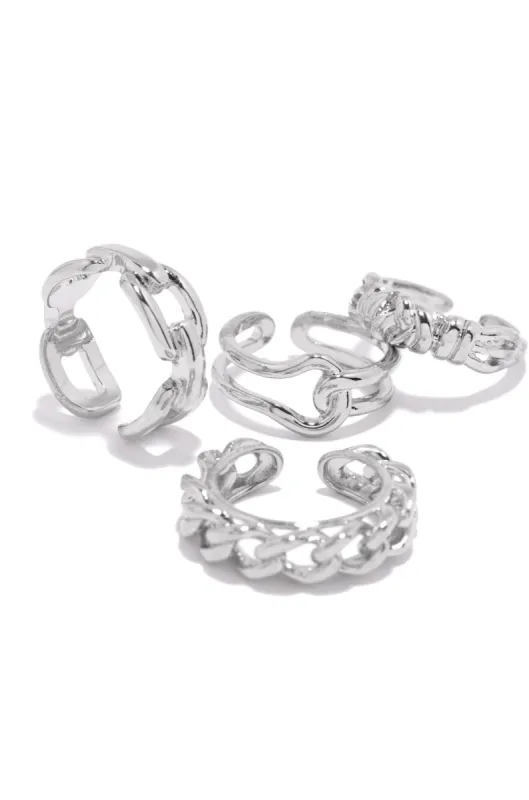Arietta Four Piece Ring Set - Silver sold by Miss Lola