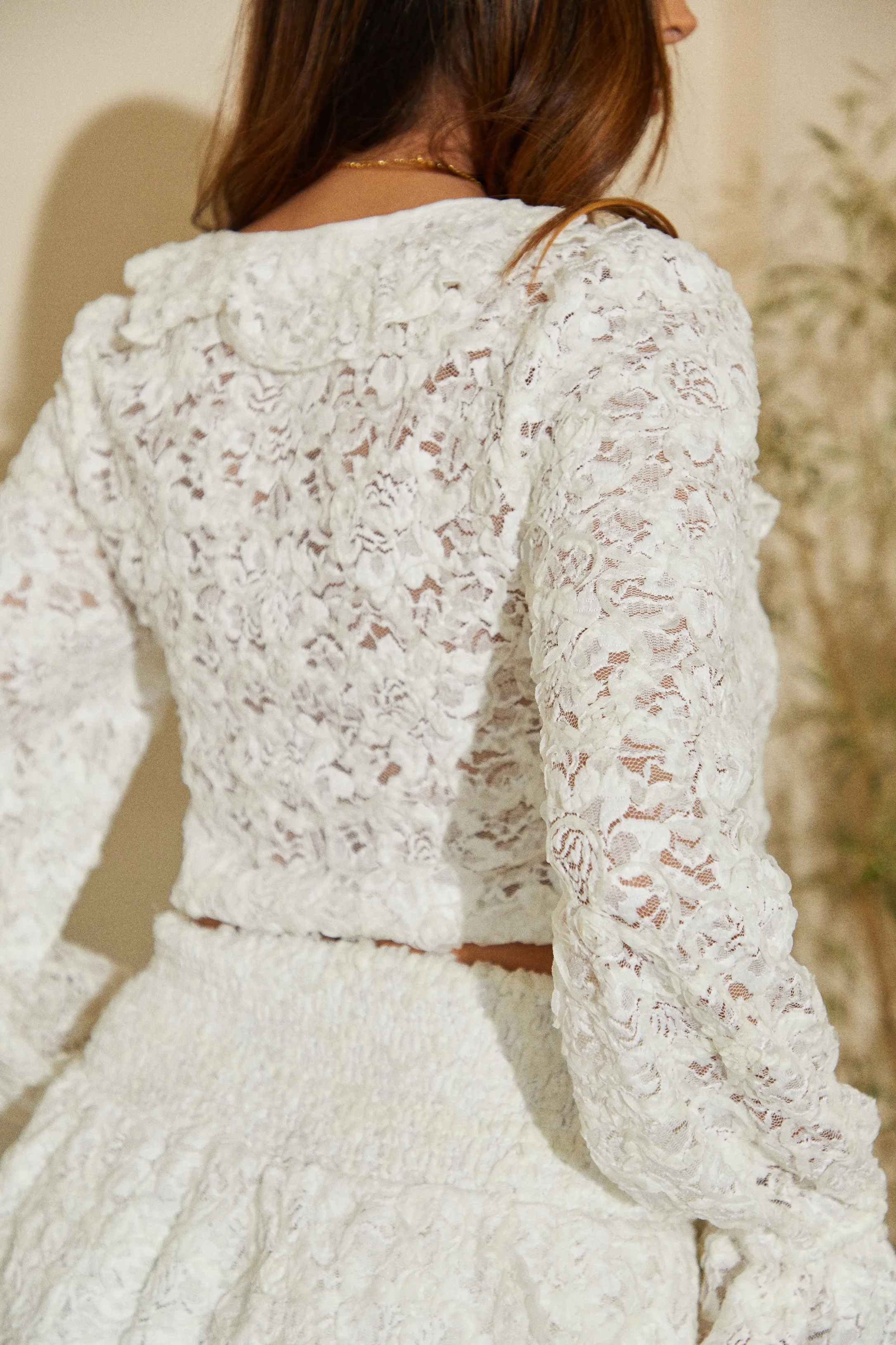 Brianna Long Sleeve Lace Top - White sold by Miss Lola product image thumbnail 3