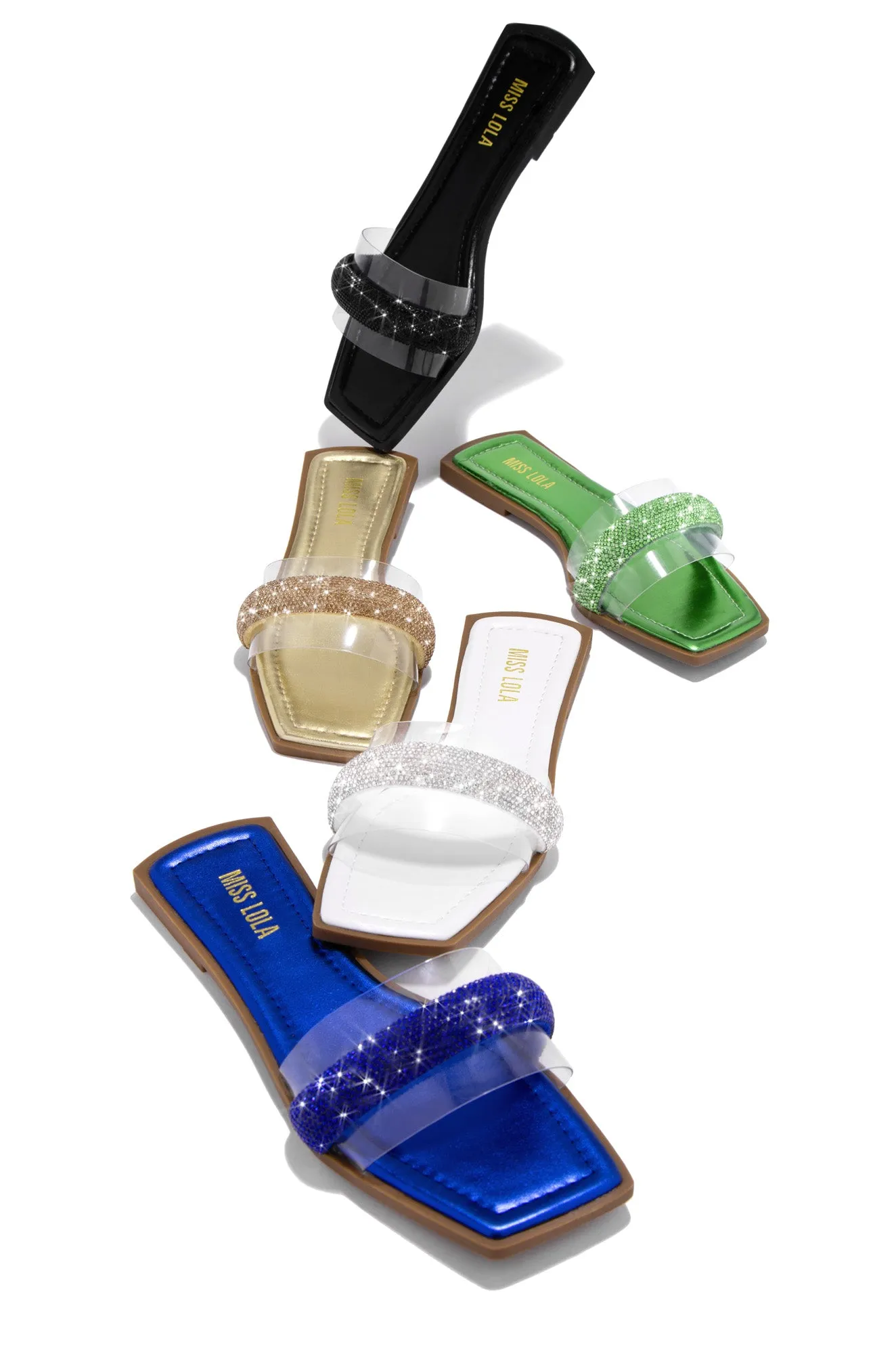 Alora Embellished Slip On Sandals - Green sold by Miss Lola product image thumbnail 2