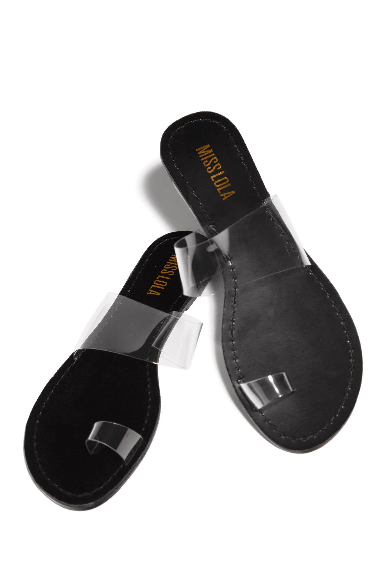 Lucidity Clear Strap Slip On Sandals - Black sold by Miss Lola product image thumbnail 2