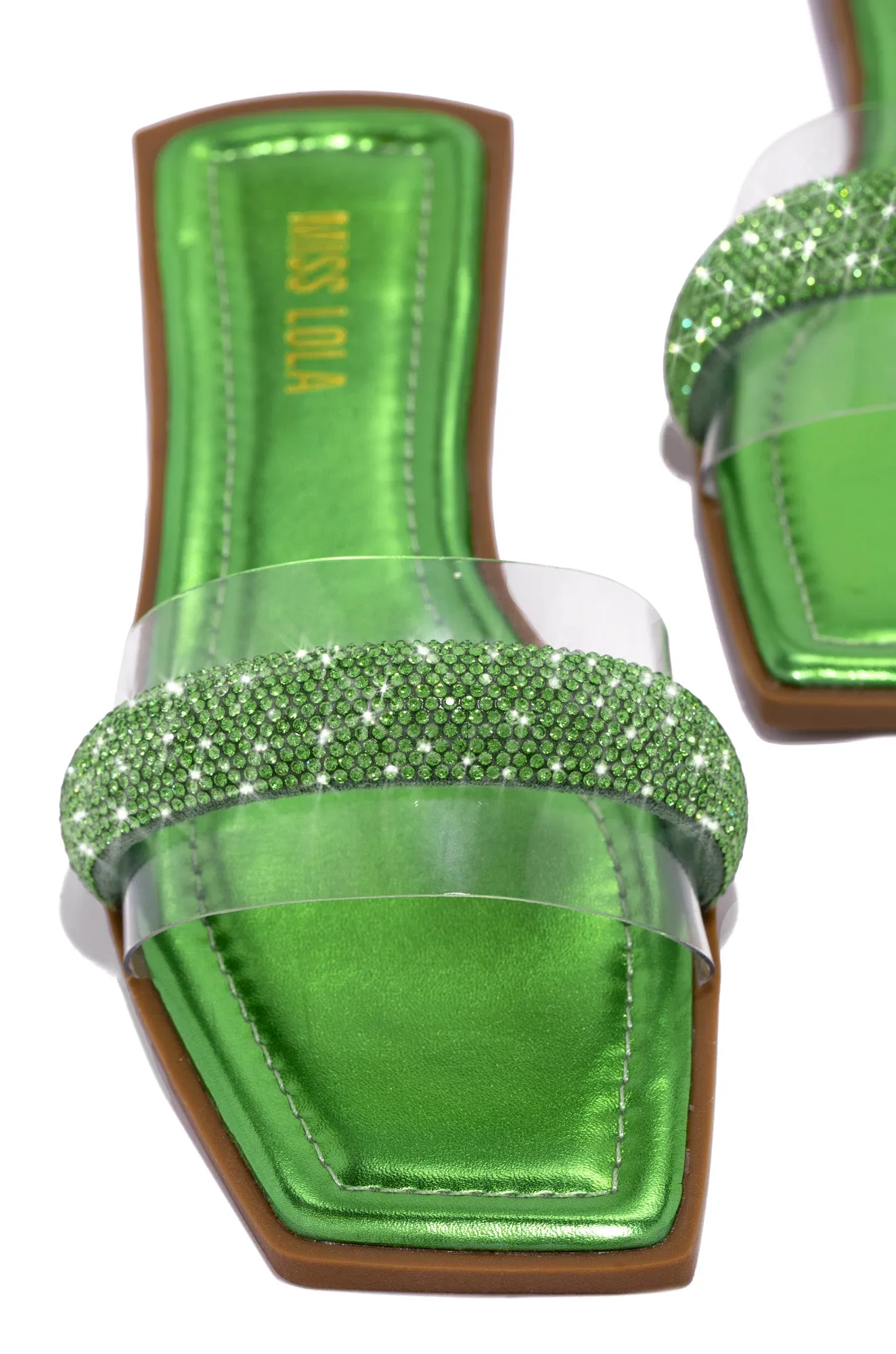 Alora Embellished Slip On Sandals - Green sold by Miss Lola product image thumbnail 5