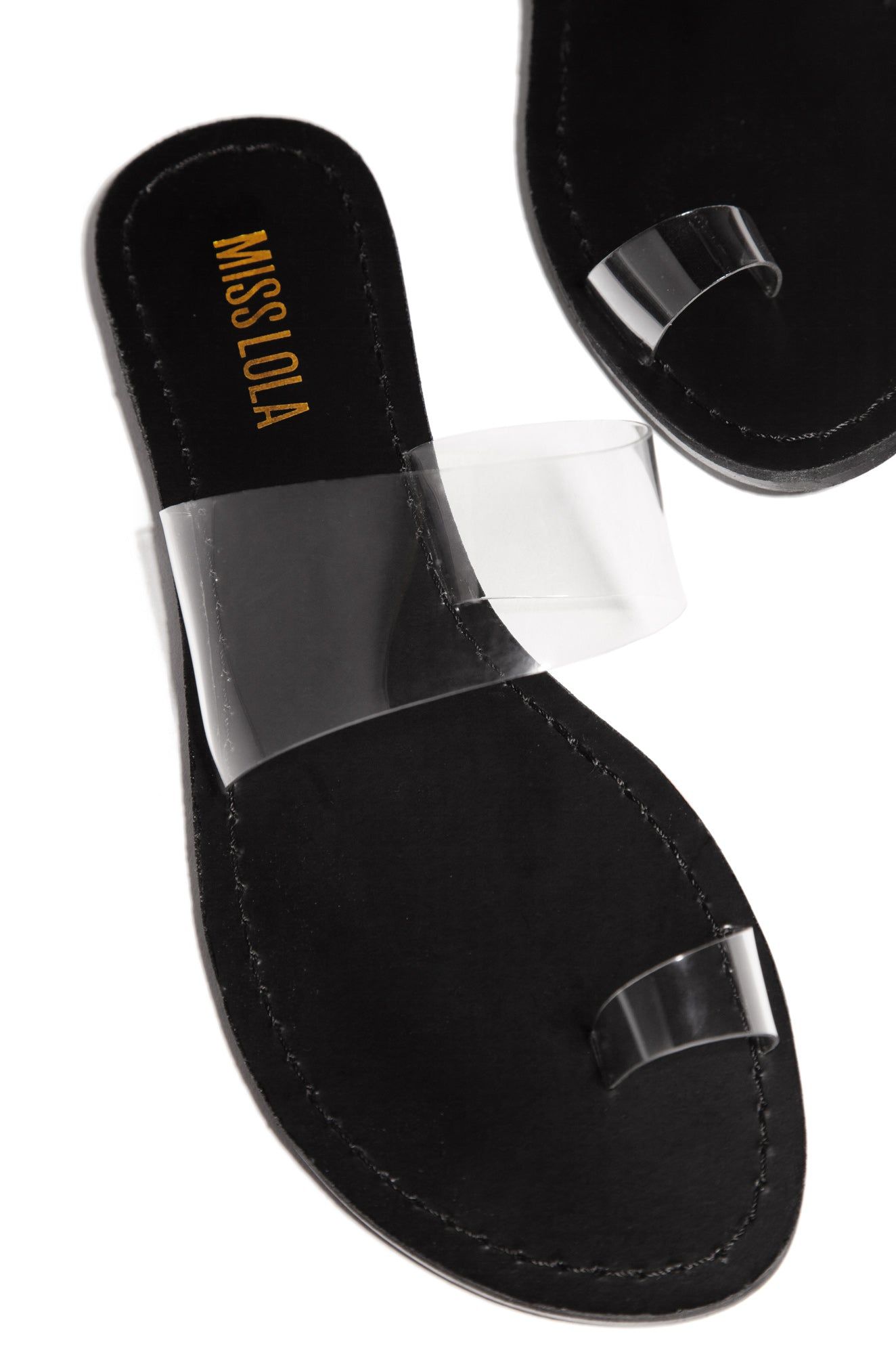 Lucidity Clear Strap Slip On Sandals - Black sold by Miss Lola product image thumbnail 4