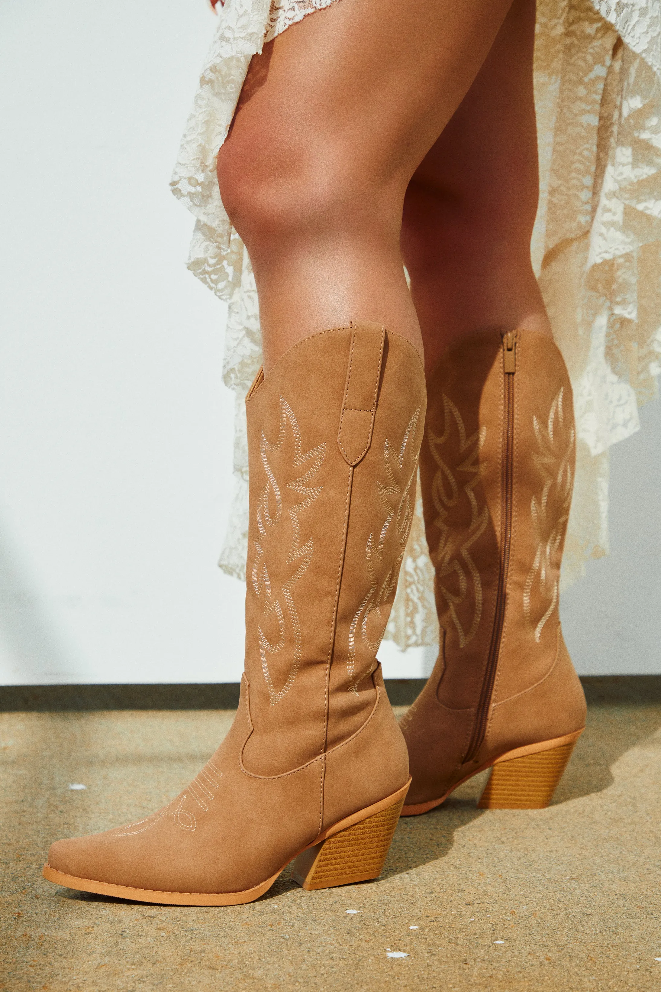 Abby Cowgirl Boots - Tan sold by Miss Lola