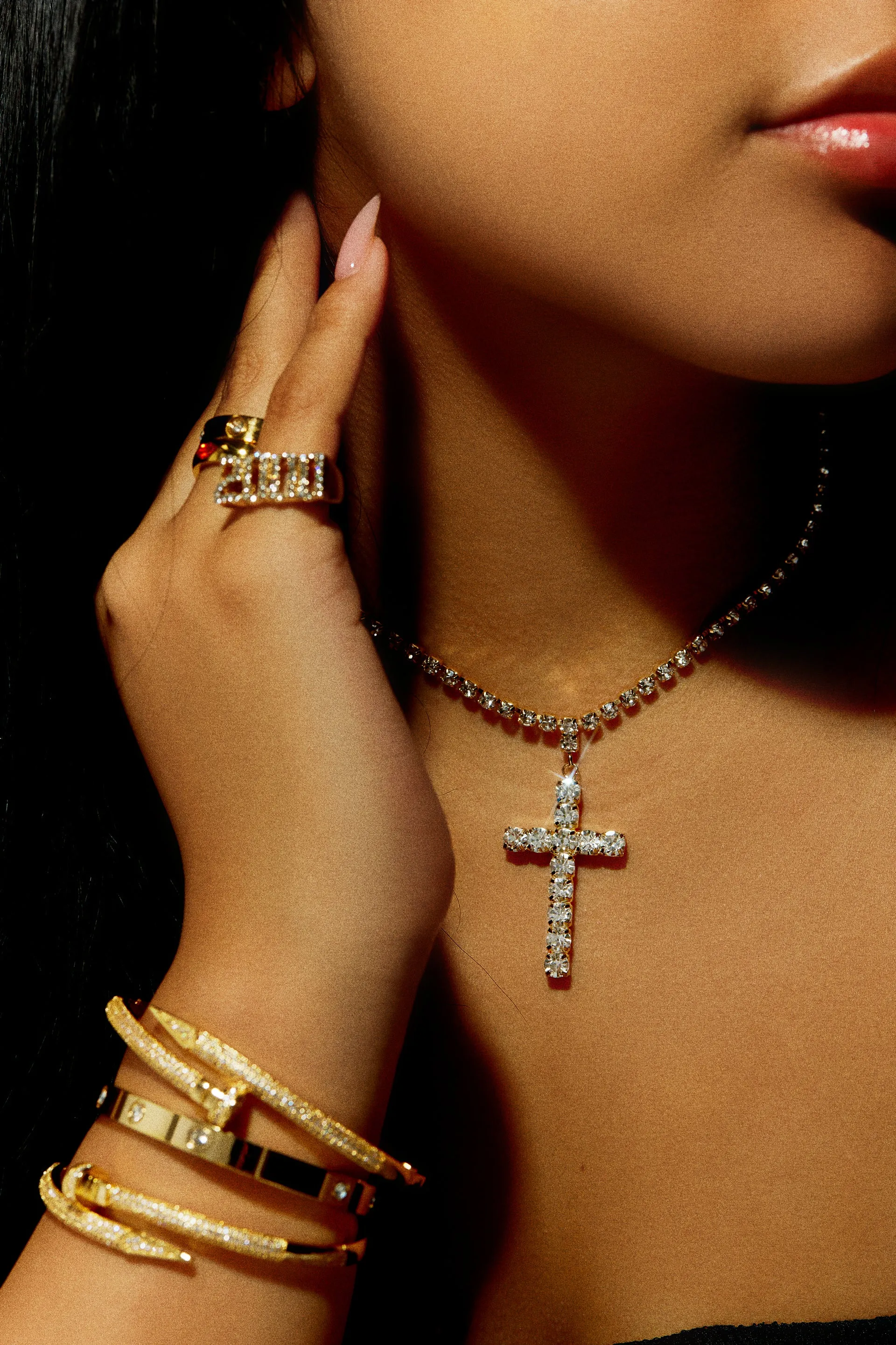 All Faith Embellished Cross Necklace - Silver sold by Miss Lola product image thumbnail 5