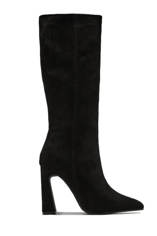 Stella Knee High Heel Boots - Black sold by Miss Lola