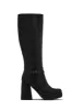 Hazelle Platform Block Heel Boots - Black sold by Miss Lola