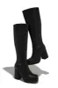 Hazelle Platform Block Heel Boots - Black sold by Miss Lola