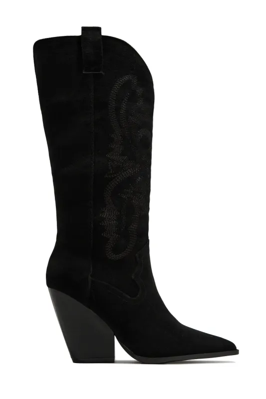 Jamille Block Heel Cowgirl Boots - Black sold by Miss Lola