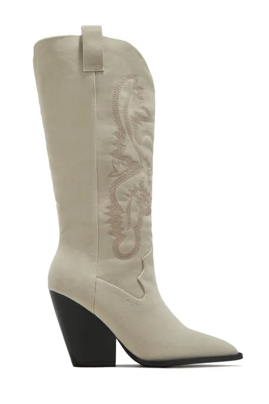 Jamille Block Heel Cowgirl Boots - Sand sold by Miss Lola