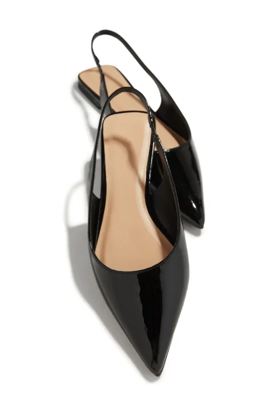 Mila Pointed Toe Flats - Black Pat sold by Miss Lola