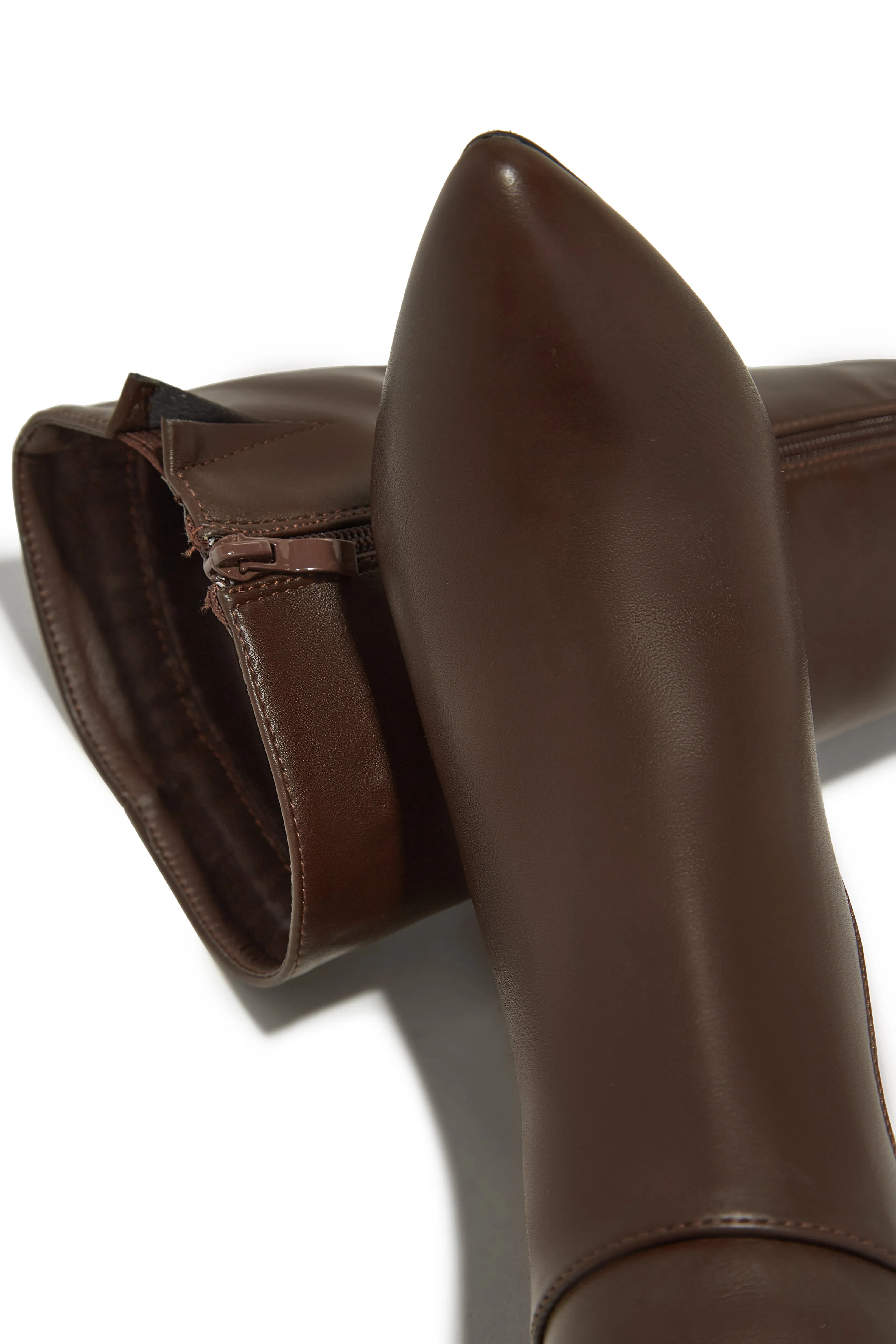 Fine Time Block Heel Knee High Boots - Brown sold by Miss Lola product image thumbnail 4