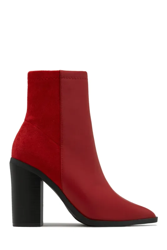 Triumph Block Heel Ankle Boots - Red sold by Miss Lola