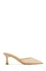 Madelyn Pointed Toe Mid Heel Mules - Nude sold by Miss Lola