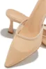 Madelyn Pointed Toe Mid Heel Mules - Nude sold by Miss Lola