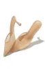 Madelyn Pointed Toe Mid Heel Mules - Nude sold by Miss Lola