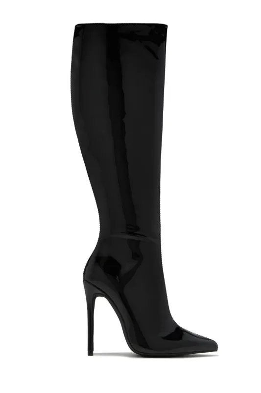 Genesis Knee High Heel Boots - Black sold by Miss Lola