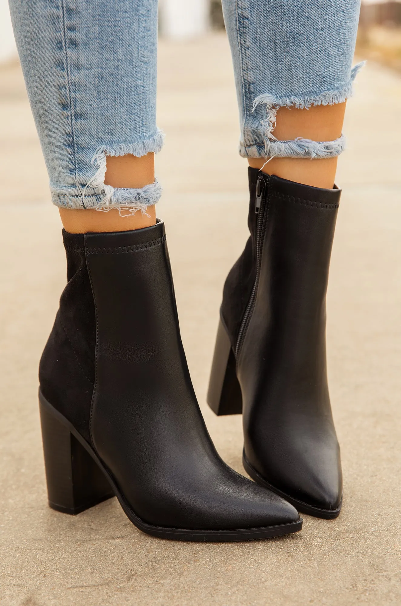 Triumph Block Heel Ankle Boots - Black sold by Miss Lola