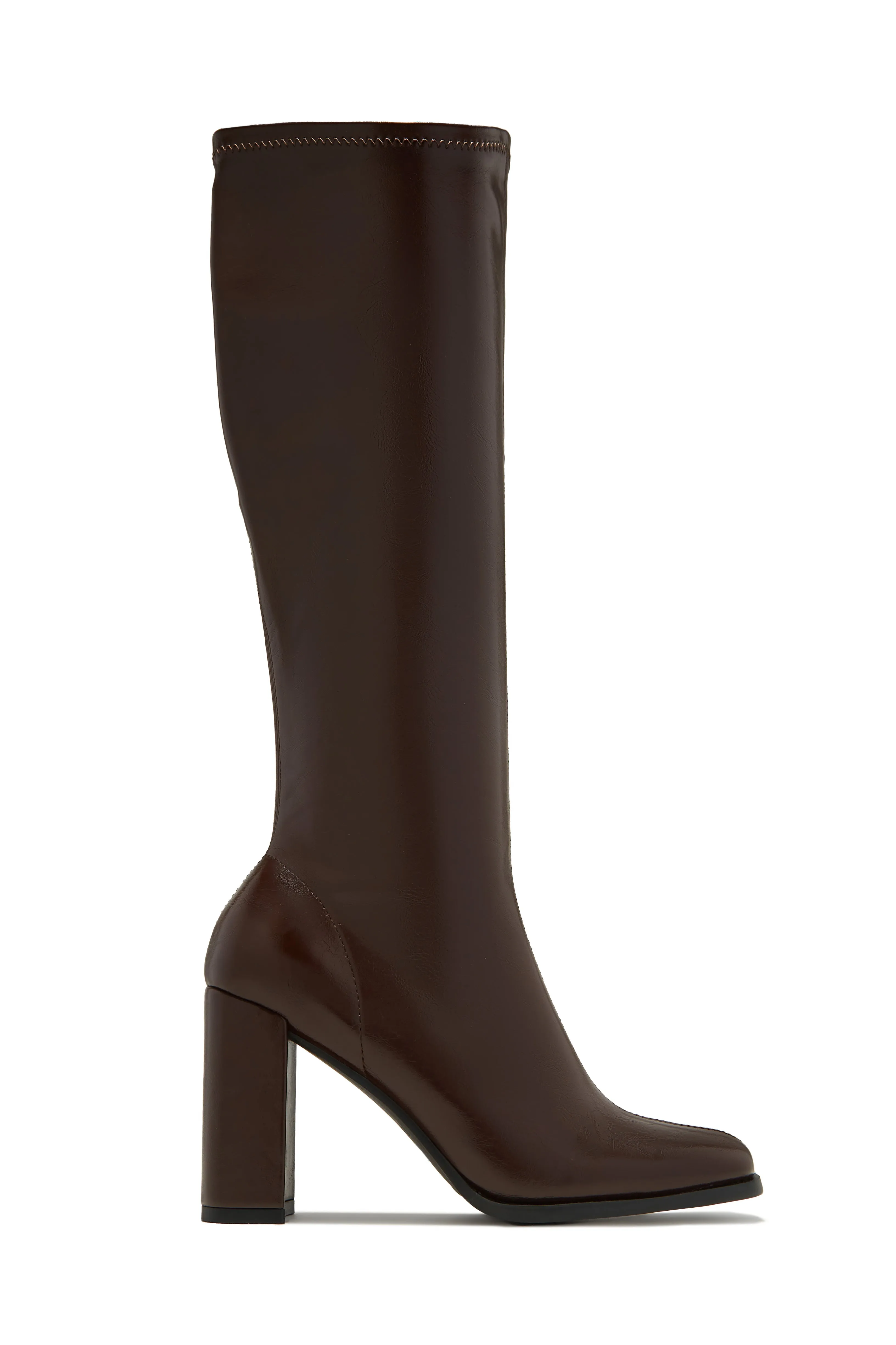 Rylee Block Heel Knee High Boots - Brown sold by Miss Lola