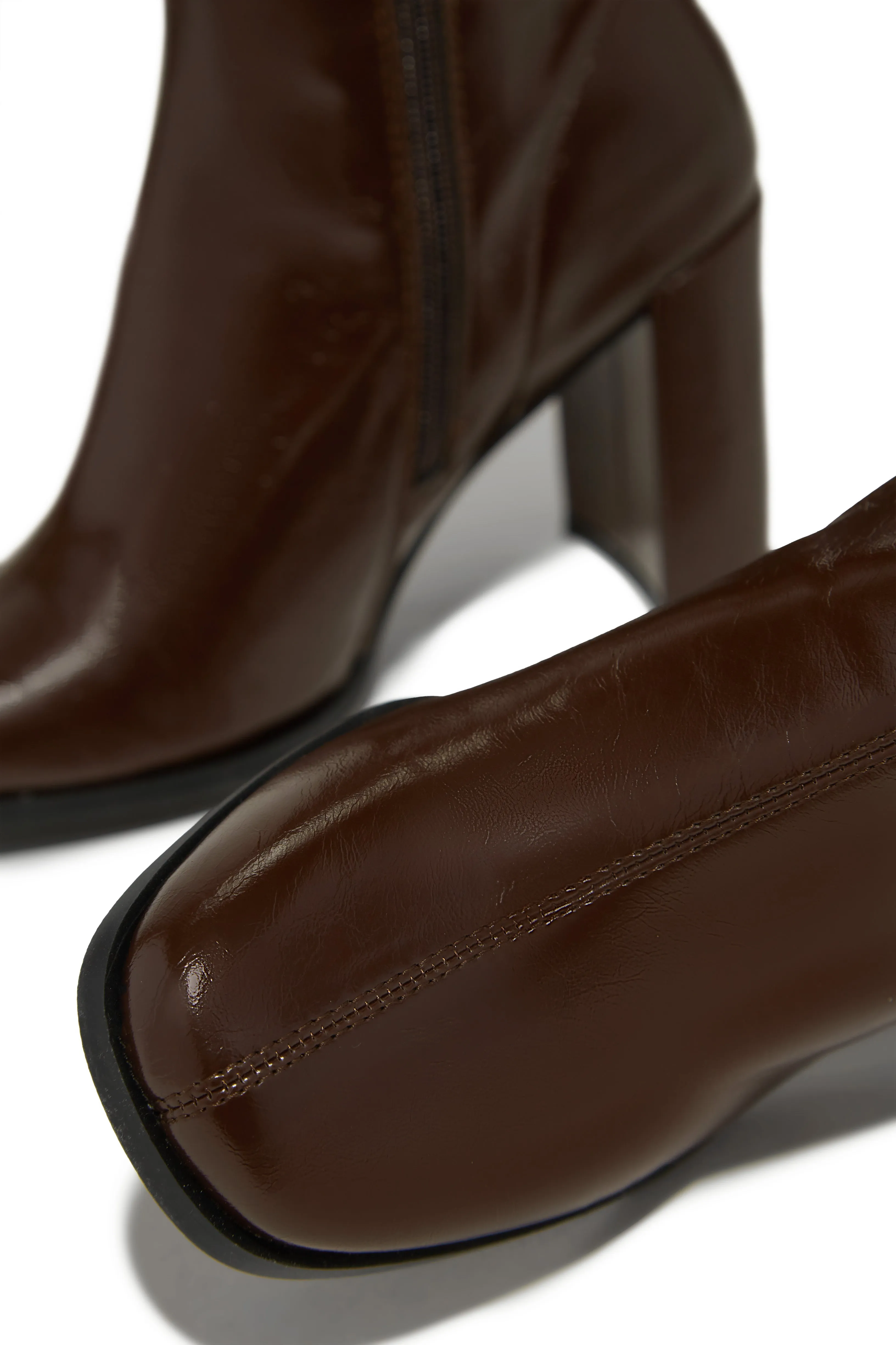 Rylee Block Heel Knee High Boots - Brown sold by Miss Lola product image thumbnail 2