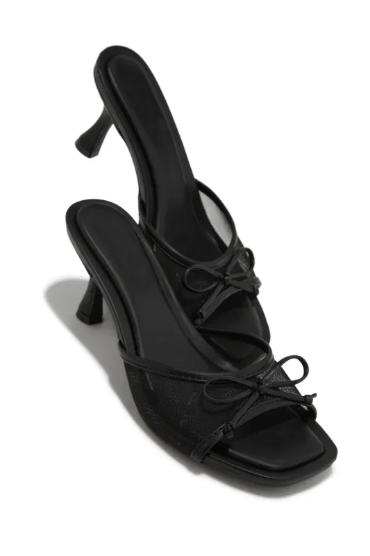 Eliza Mid Heel Mules - Black sold by Miss Lola