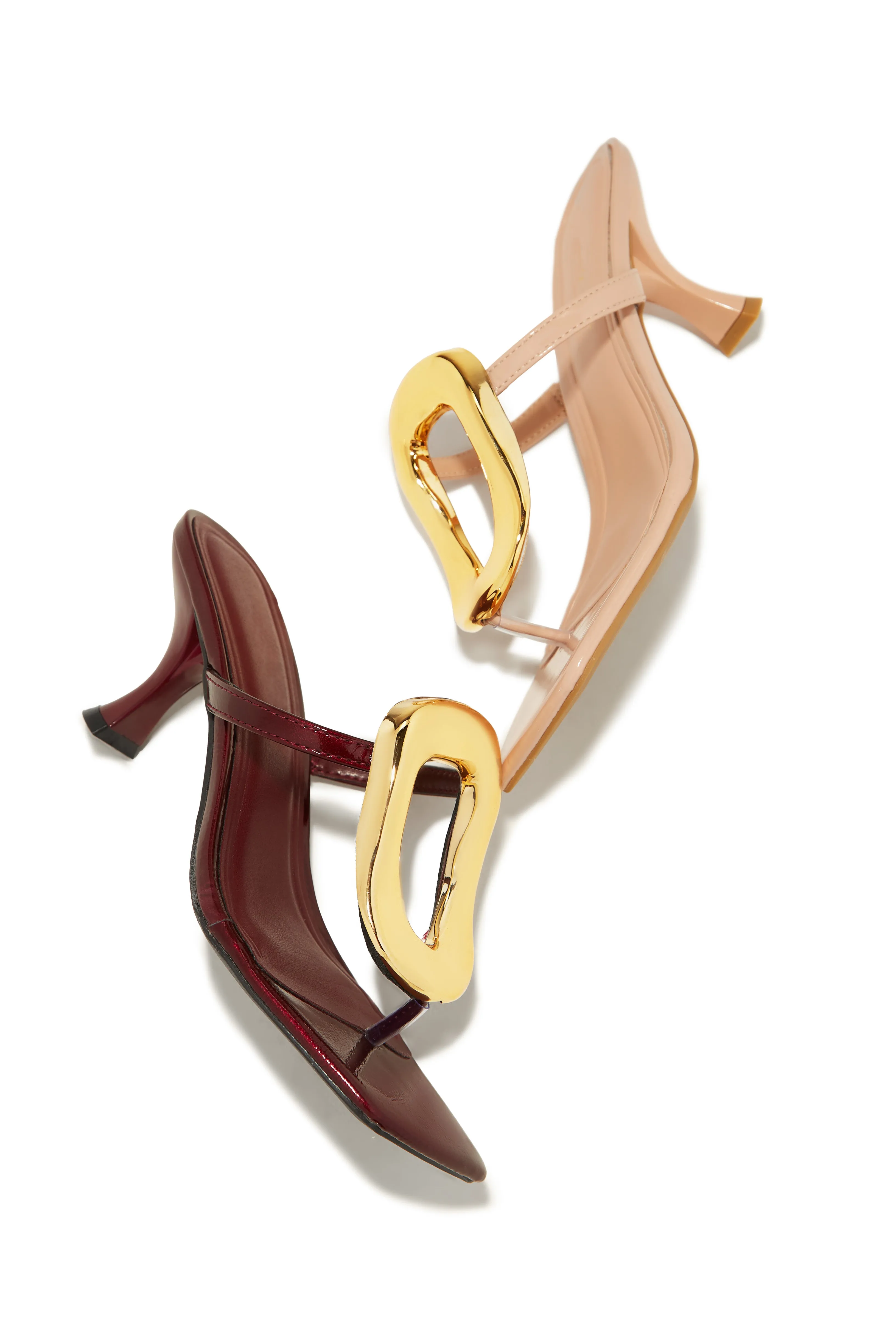 Aelin Thong Strap Mid Heel Mules - Nude sold by Miss Lola product image thumbnail 4