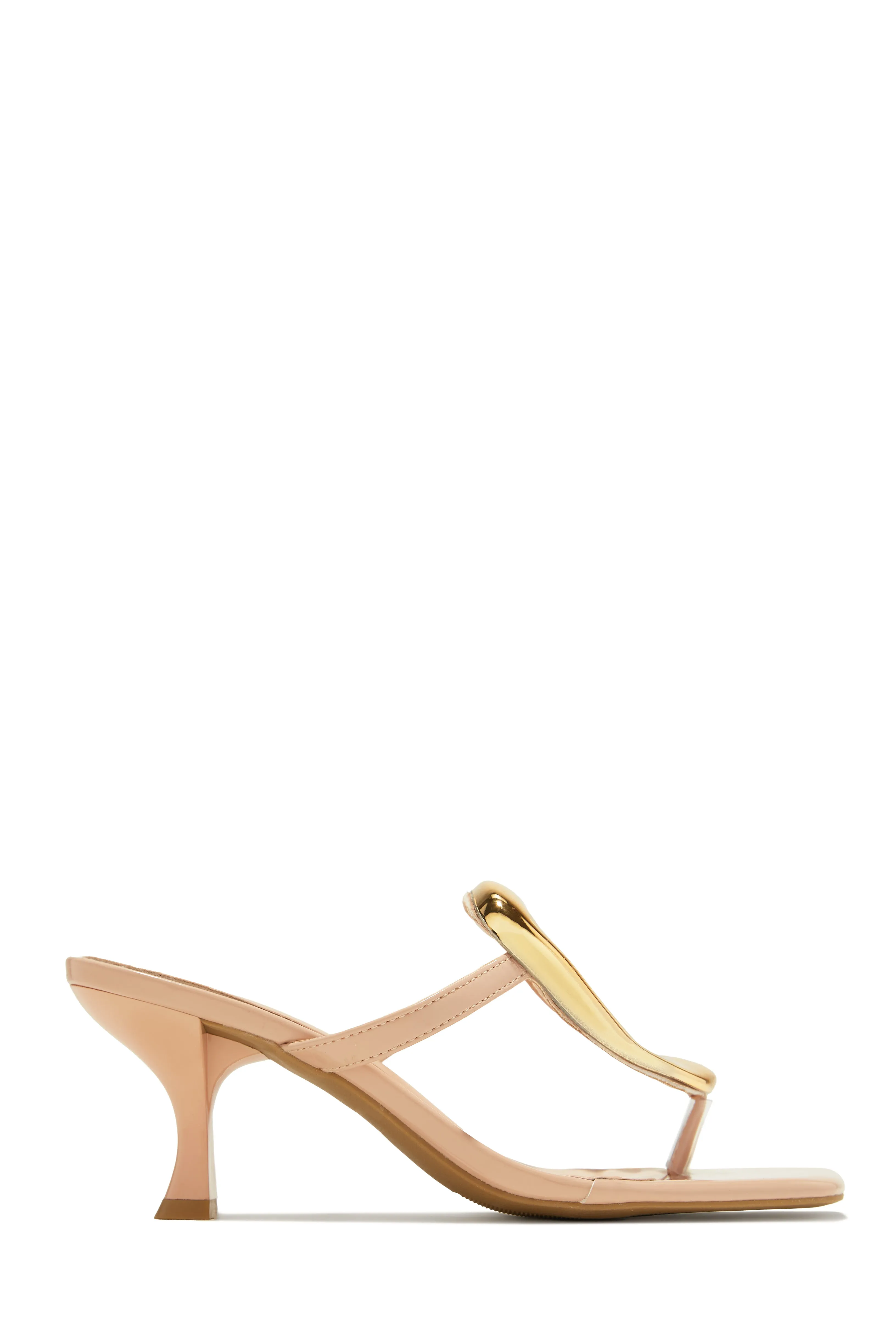 Aelin Thong Strap Mid Heel Mules - Nude sold by Miss Lola product image thumbnail 5