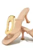 Aelin Thong Strap Mid Heel Mules - Nude sold by Miss Lola