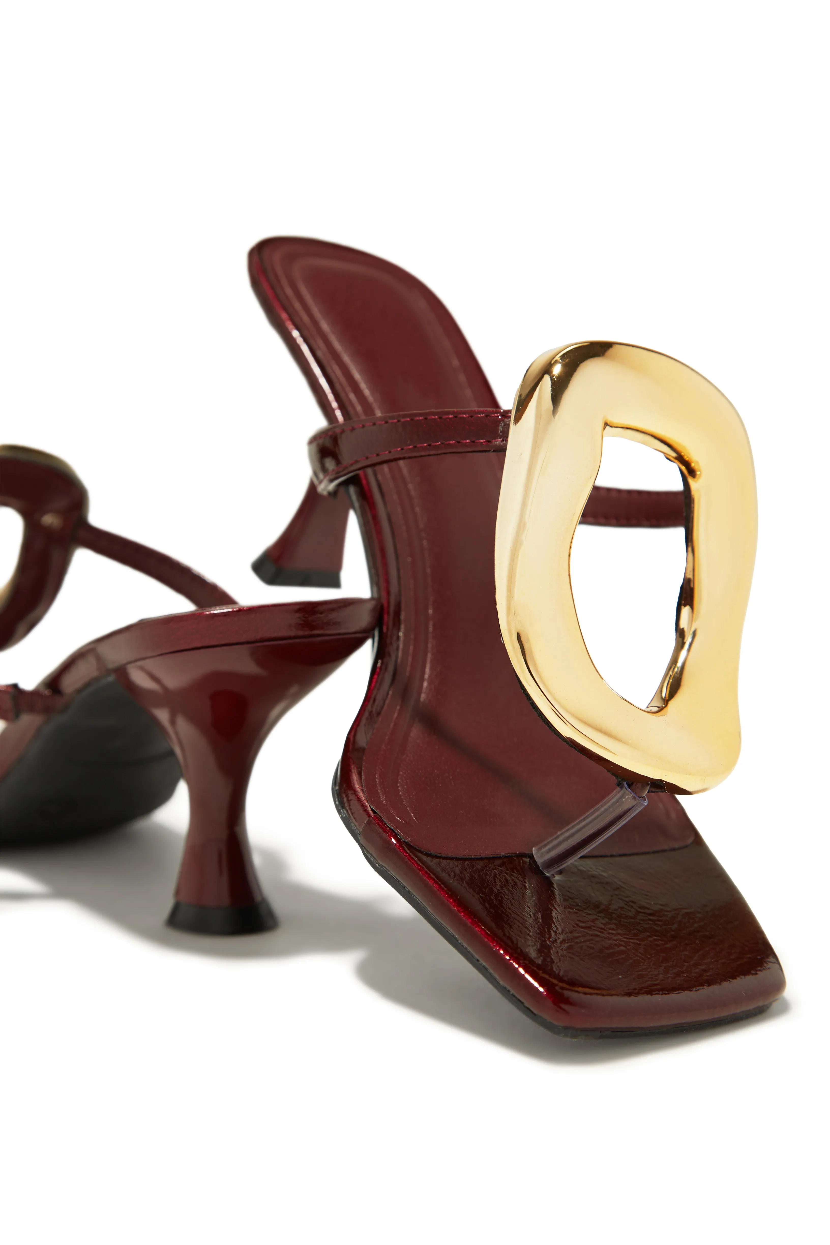 Aelin Thong Strap Mid Heel Mules - Cherry sold by Miss Lola product image thumbnail 4