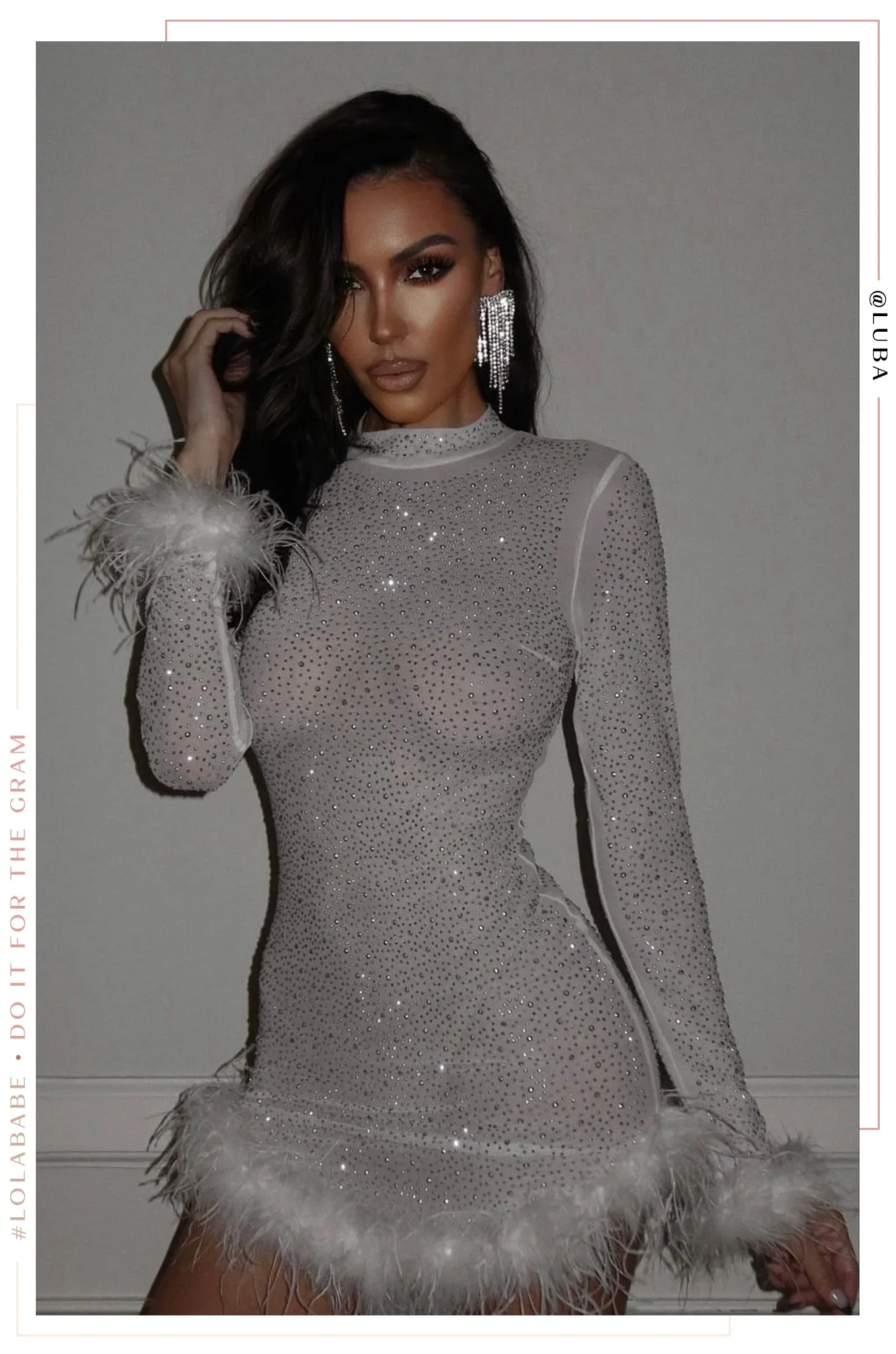 Your Dream Girl Embellished Mesh Mini Dress - White sold by Miss Lola product image thumbnail 2