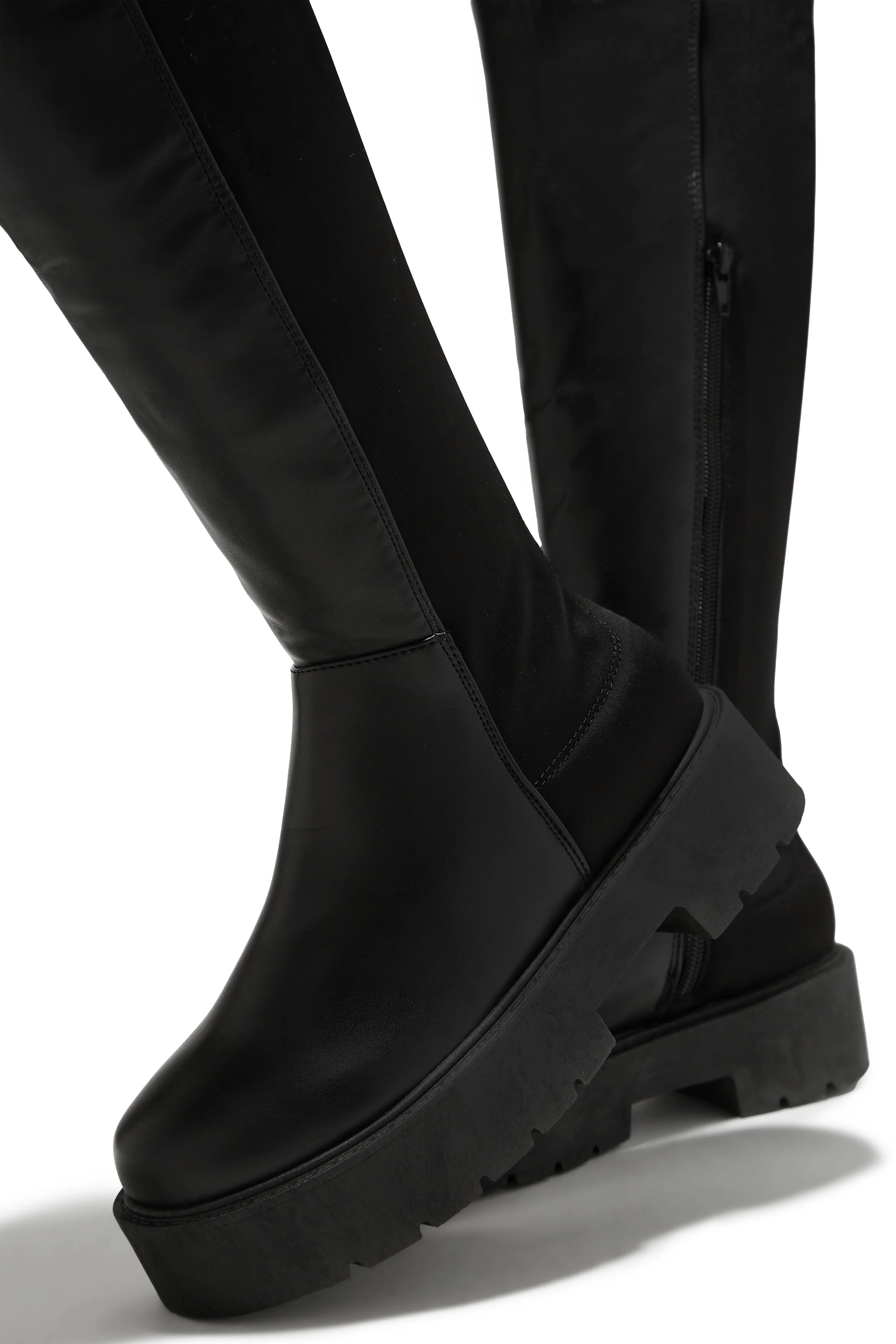 Maite Over The Knee Flat Boots - Black sold by Miss Lola product image thumbnail 3