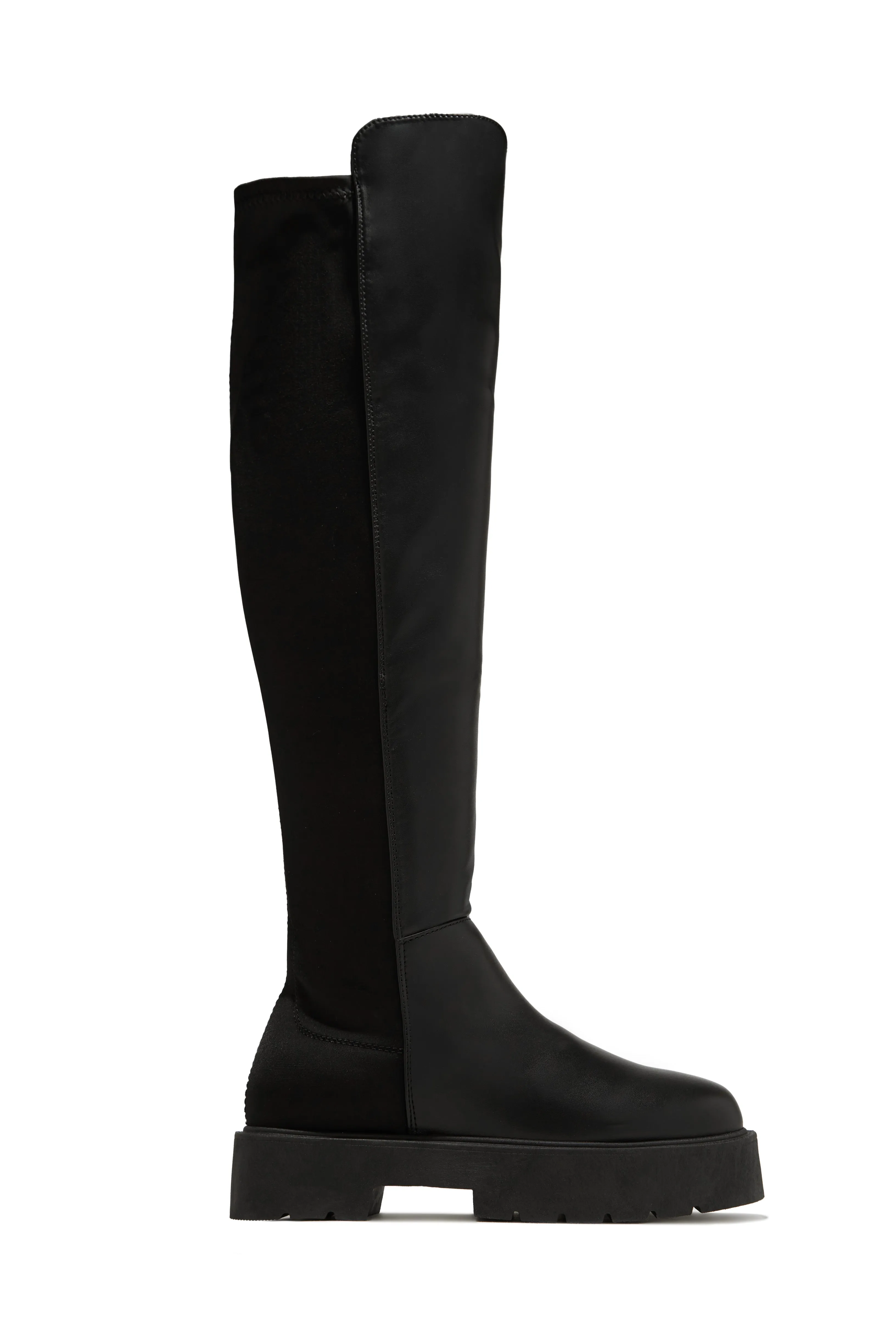 Maite Over The Knee Flat Boots - Black sold by Miss Lola