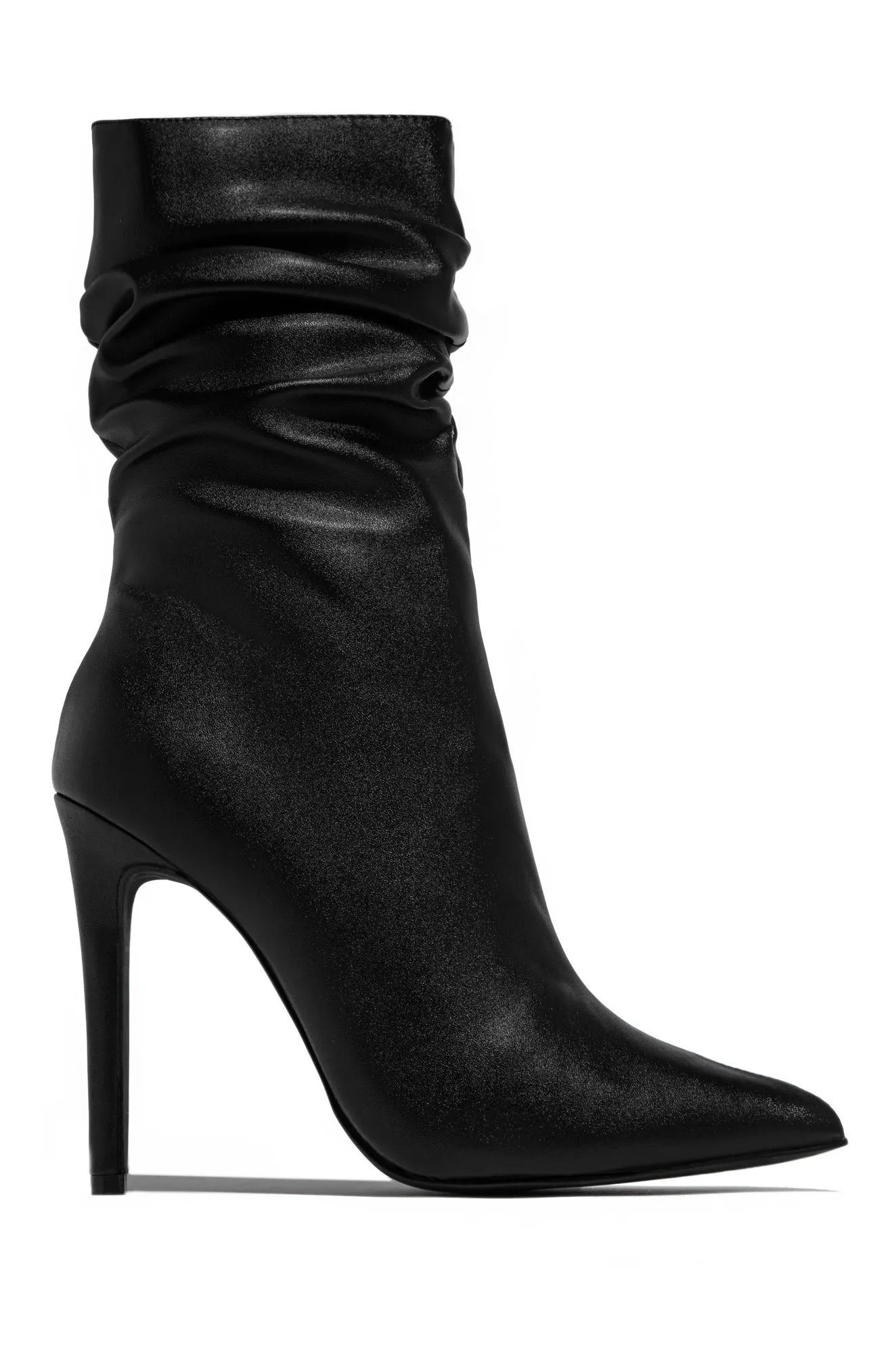 So Flirty Ruched Detailed Ankle Heel Boots - Black sold by Miss Lola product image thumbnail 3