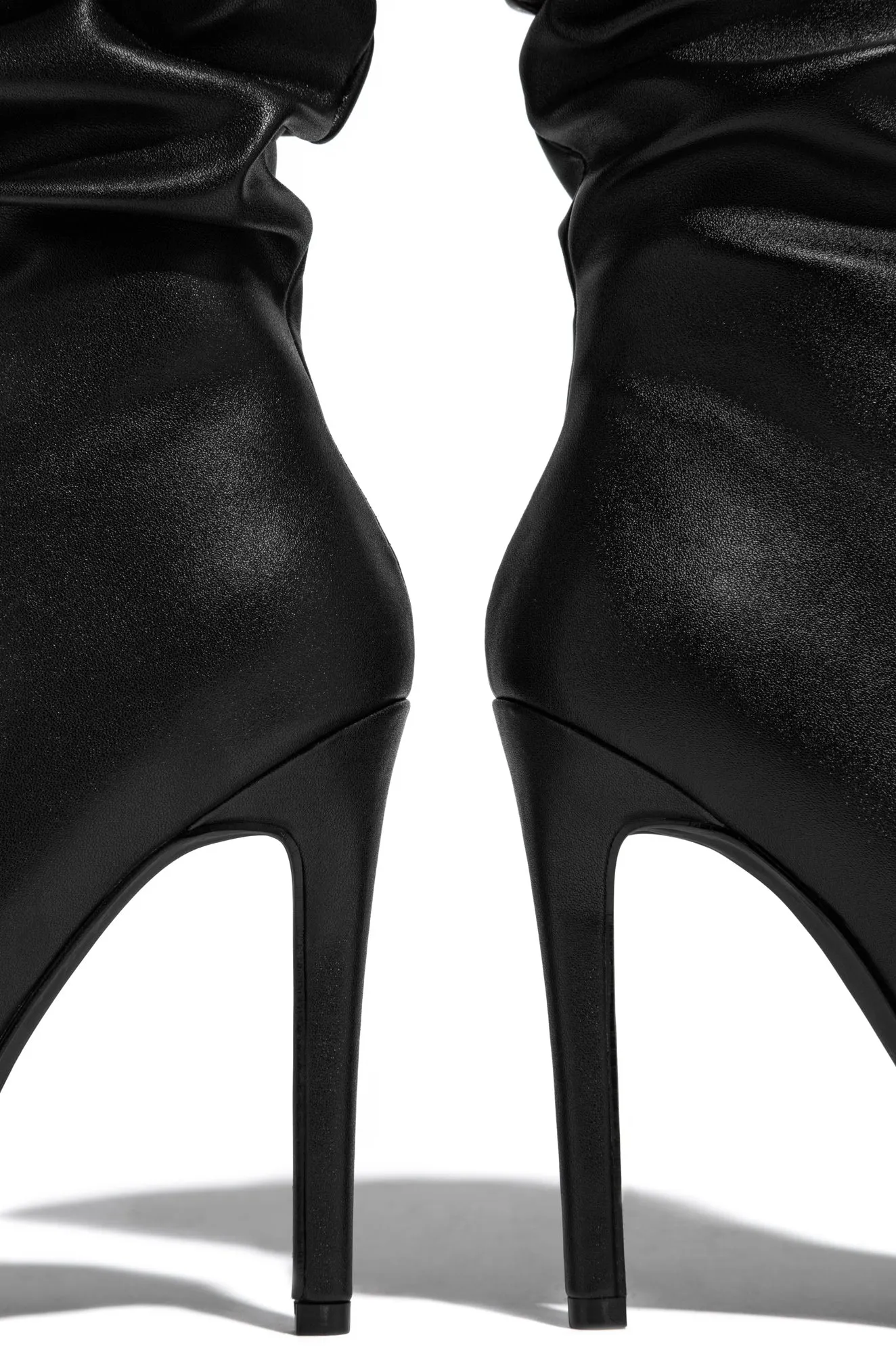 So Flirty Ruched Detailed Ankle Heel Boots - Black sold by Miss Lola product image thumbnail 4