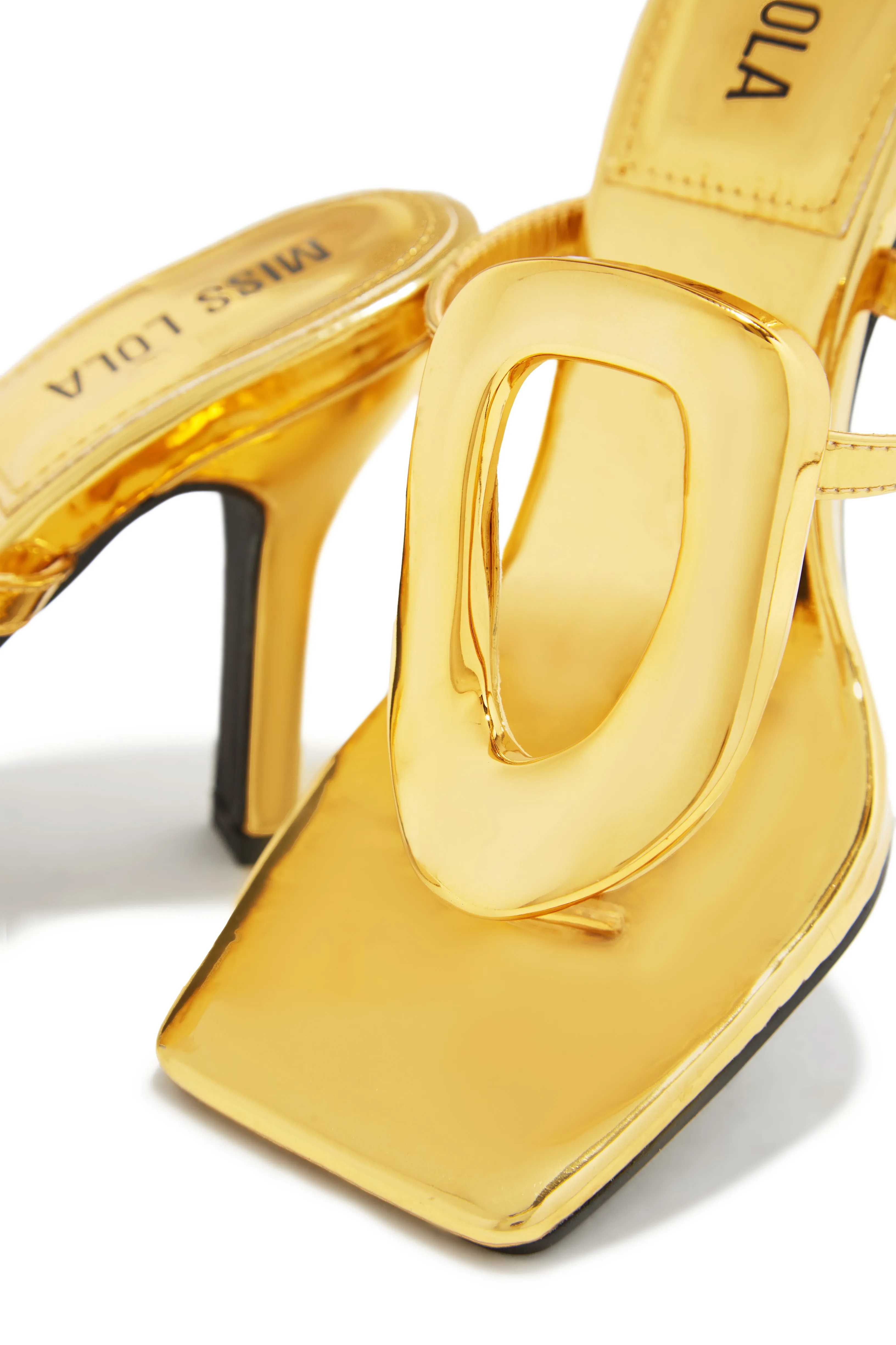Adonna Thong Strap Mule Heels - Gold sold by Miss Lola product image thumbnail 2