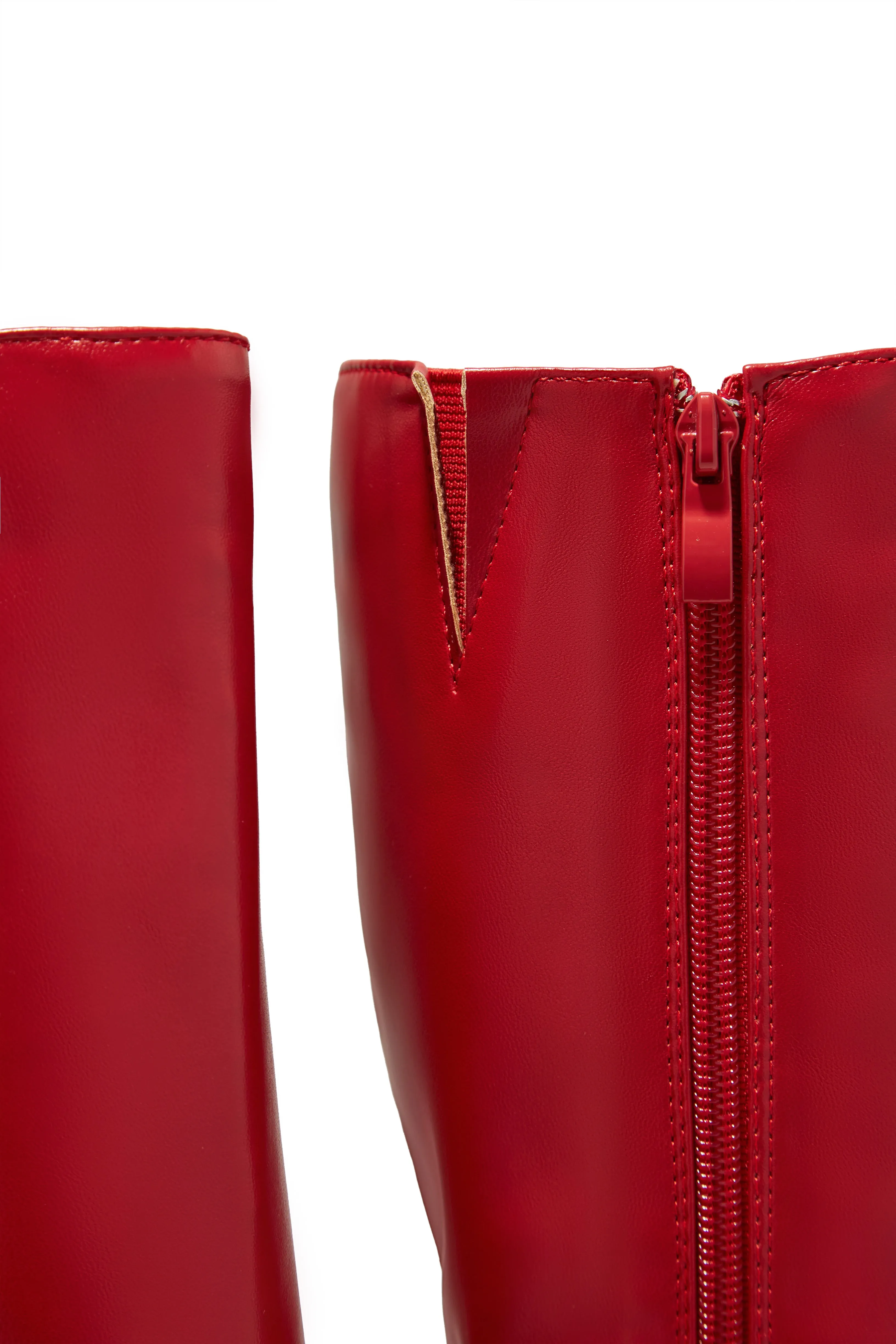 Fine Time Block Heel Knee High Boots - Red sold by Miss Lola product image thumbnail 2
