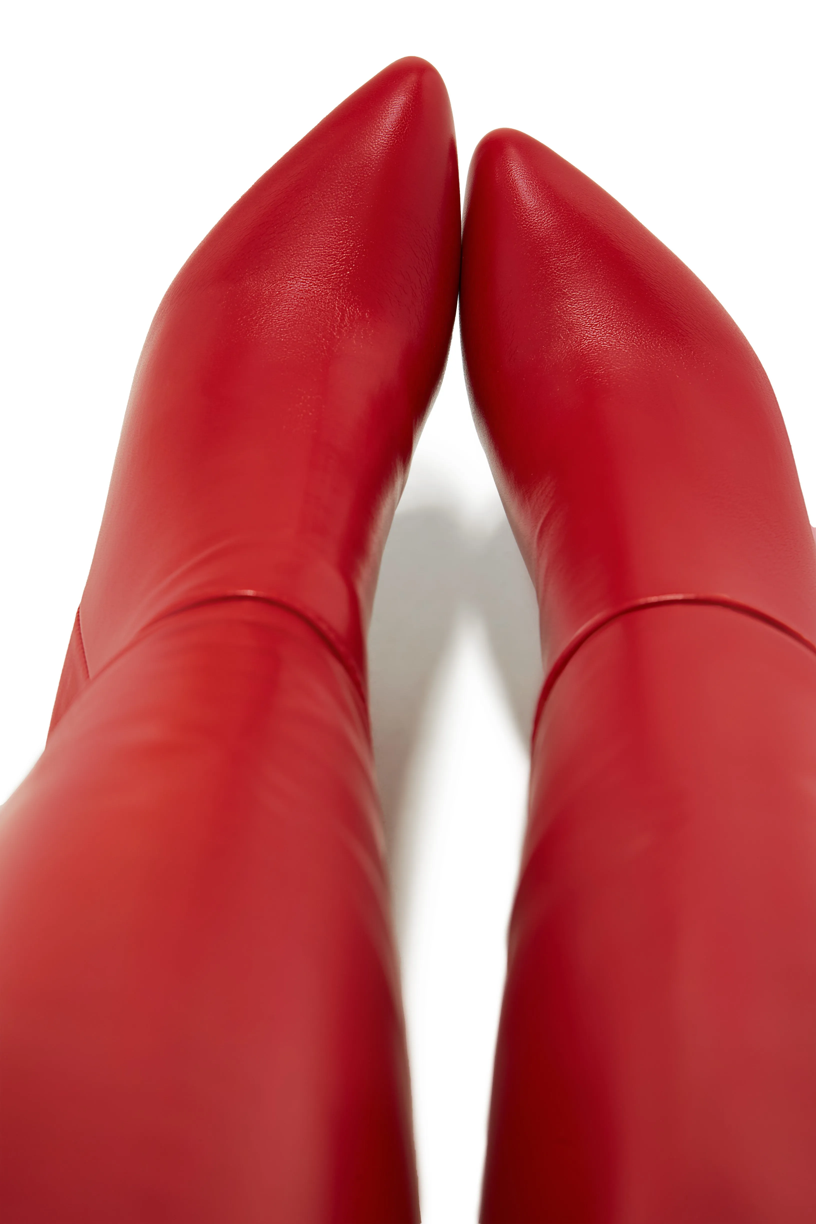 Fine Time Block Heel Knee High Boots - Red sold by Miss Lola product image thumbnail 3