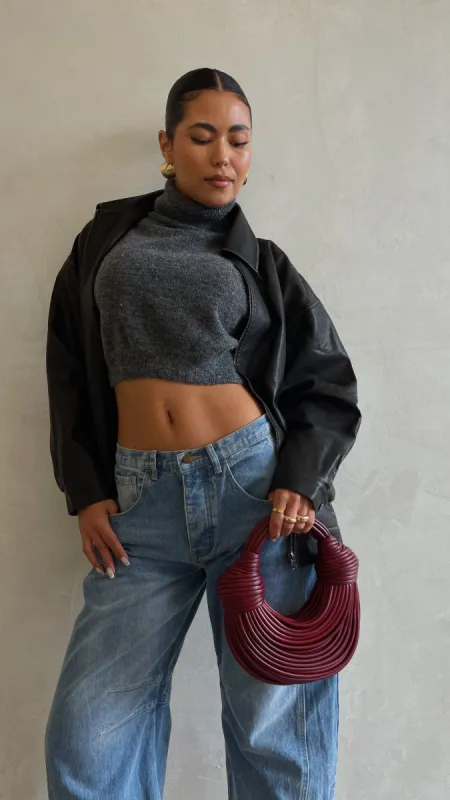 Audrina PU Oversized Jacket - Black sold by Miss Lola